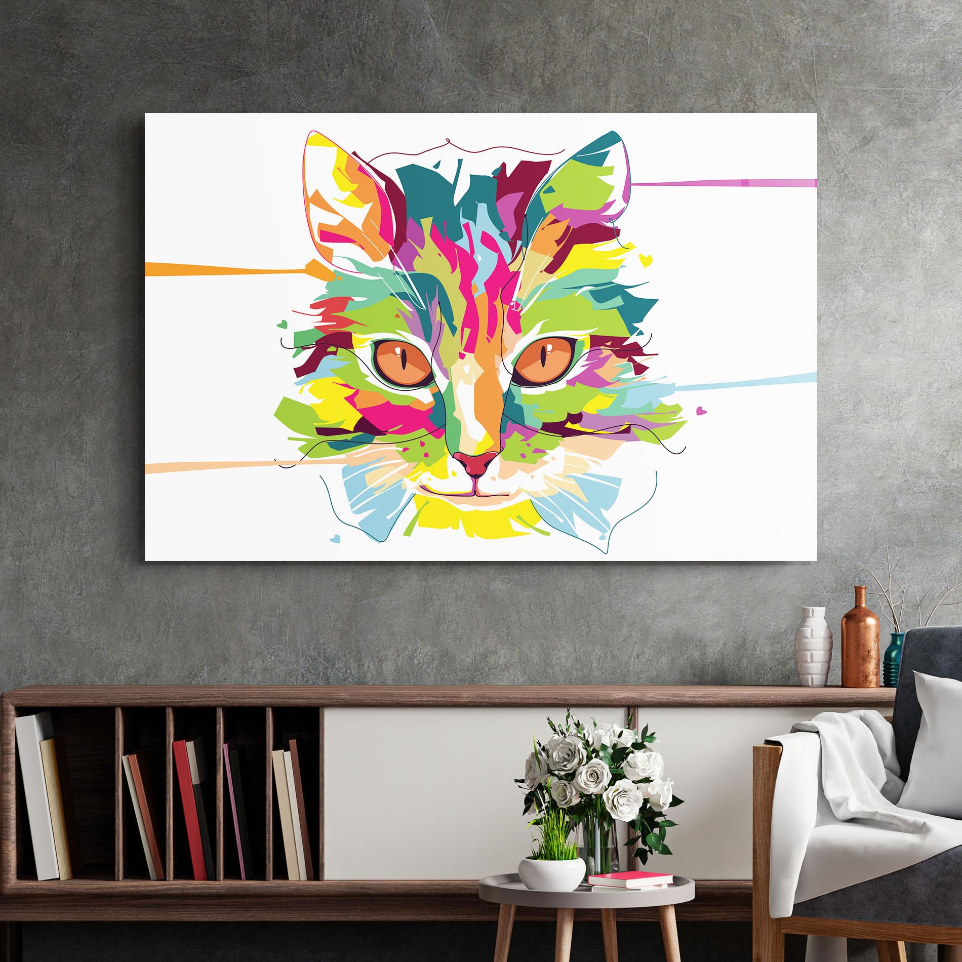 Tablou Sticla Cat Art Close Up mockup 2