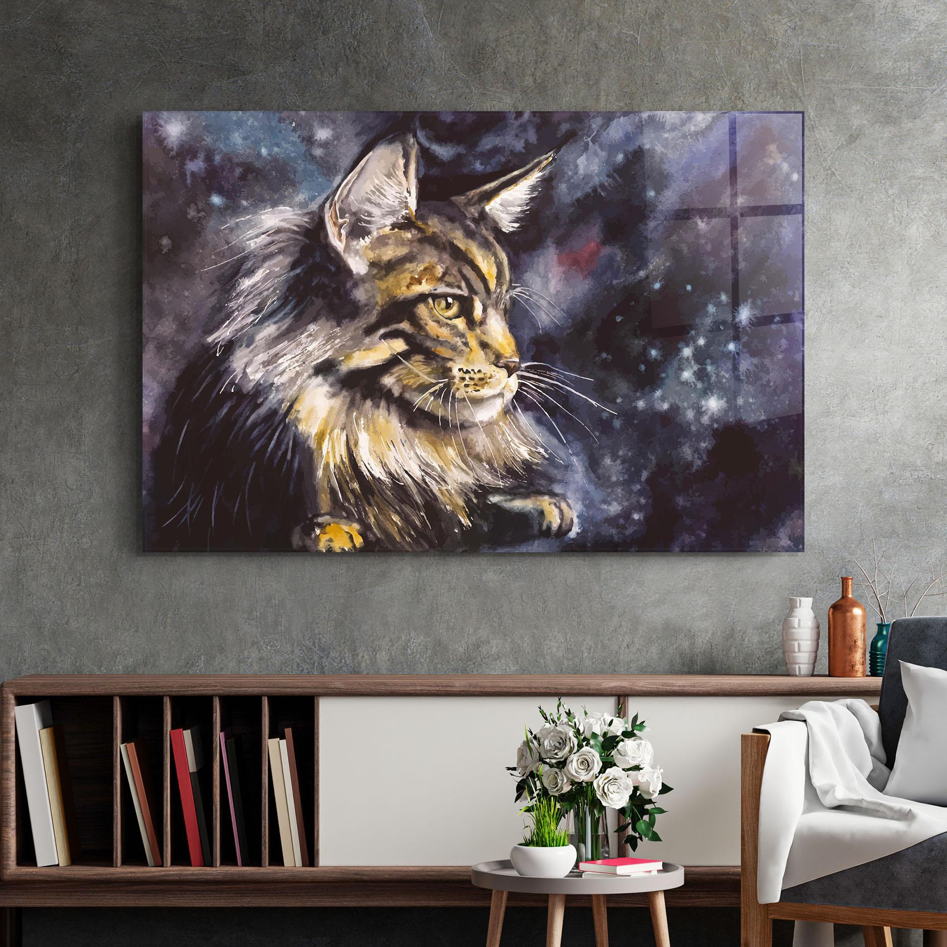 Tablou Sticla Cat Watercolor Art mockup 2