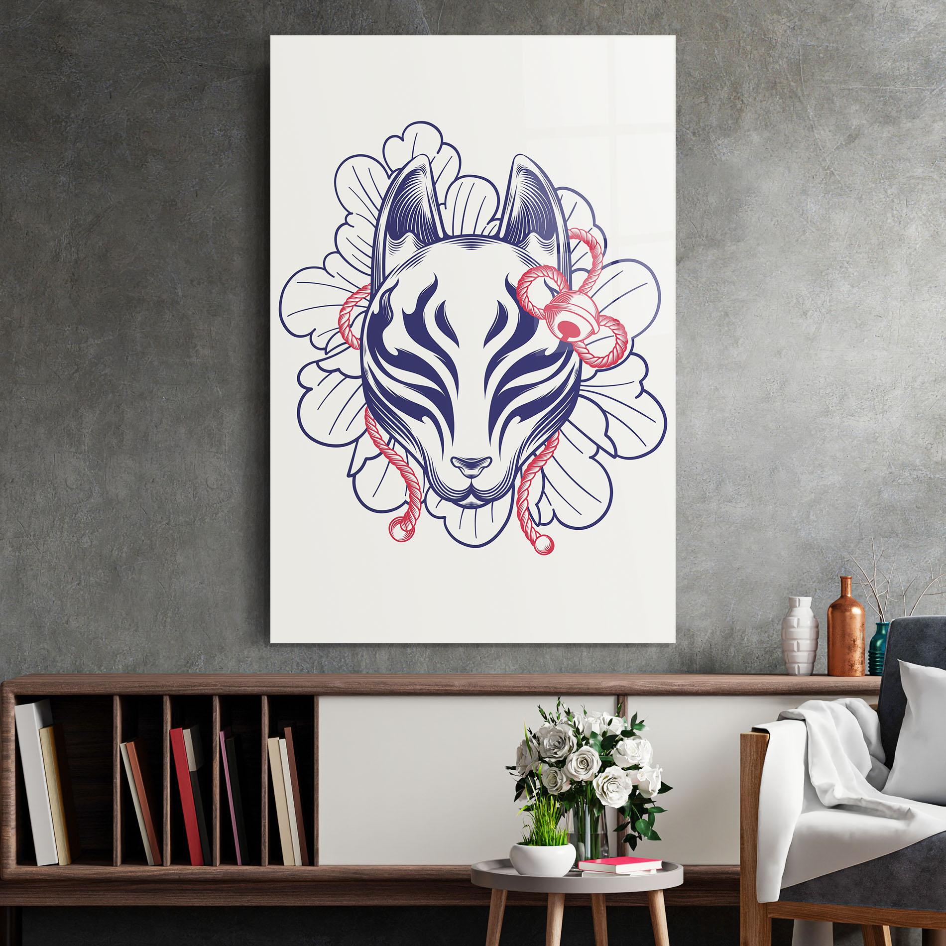 Tablou Sticla Asiatic Cat mockup 2