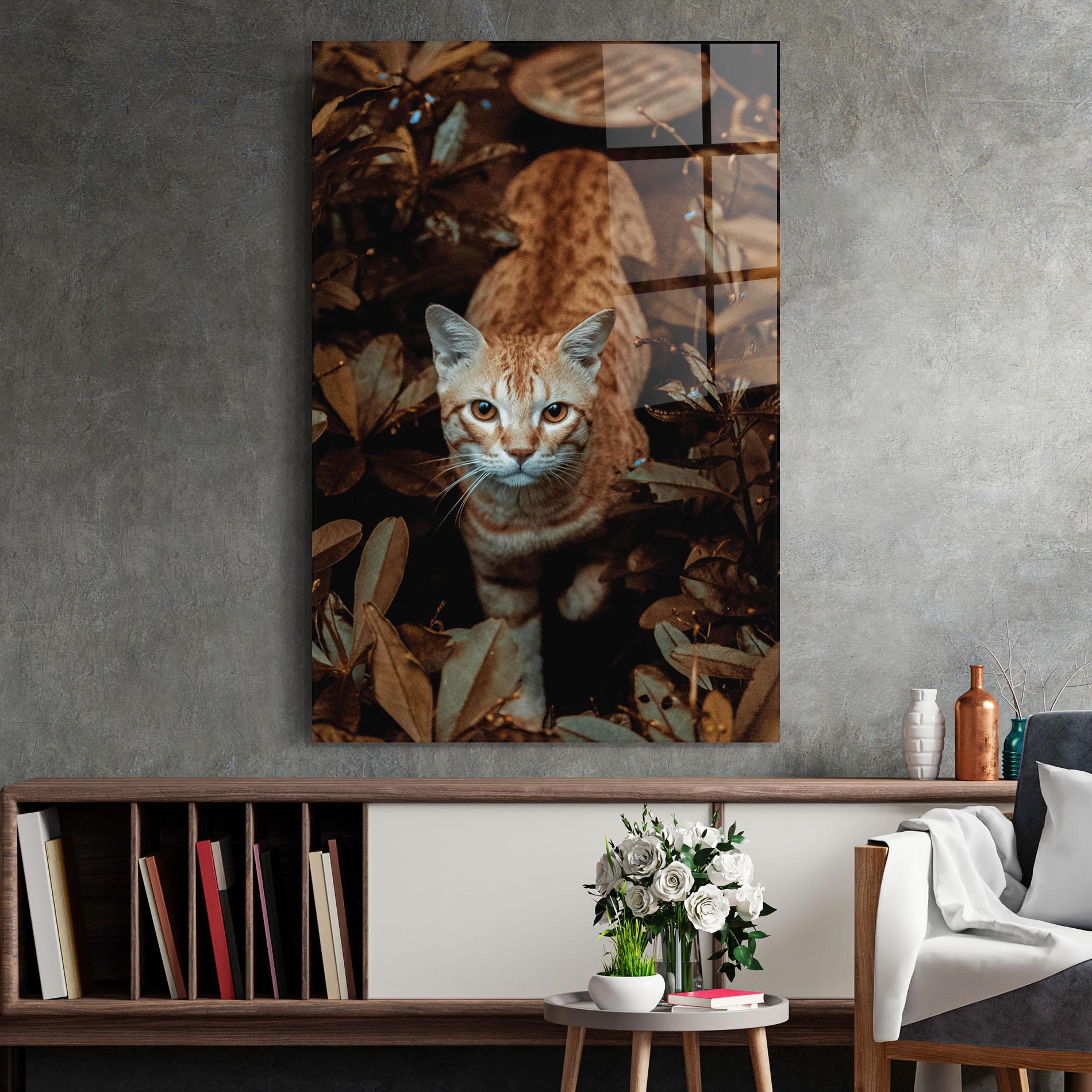 Tablou Sticla Autumn Orange Cat mockup 2