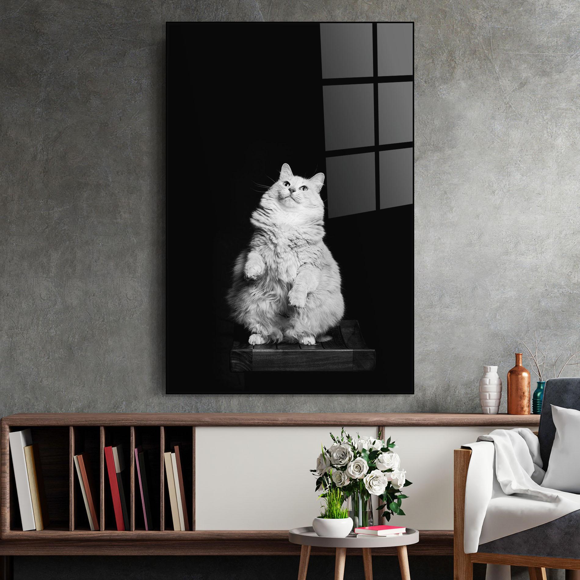 Tablou Sticla Big Fluffy Cat mockup 2