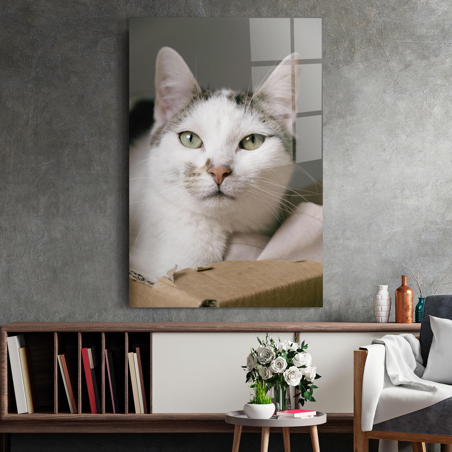 Tablou Sticla Big Sleepy Cat mockup 2