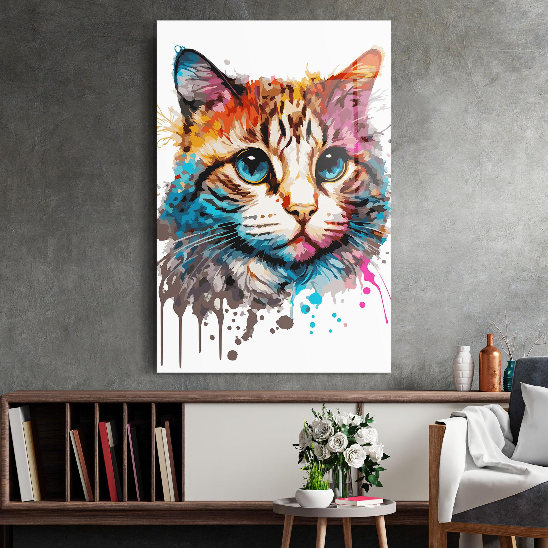 Tablou Sticla Blue Eyes Cat mockup 2