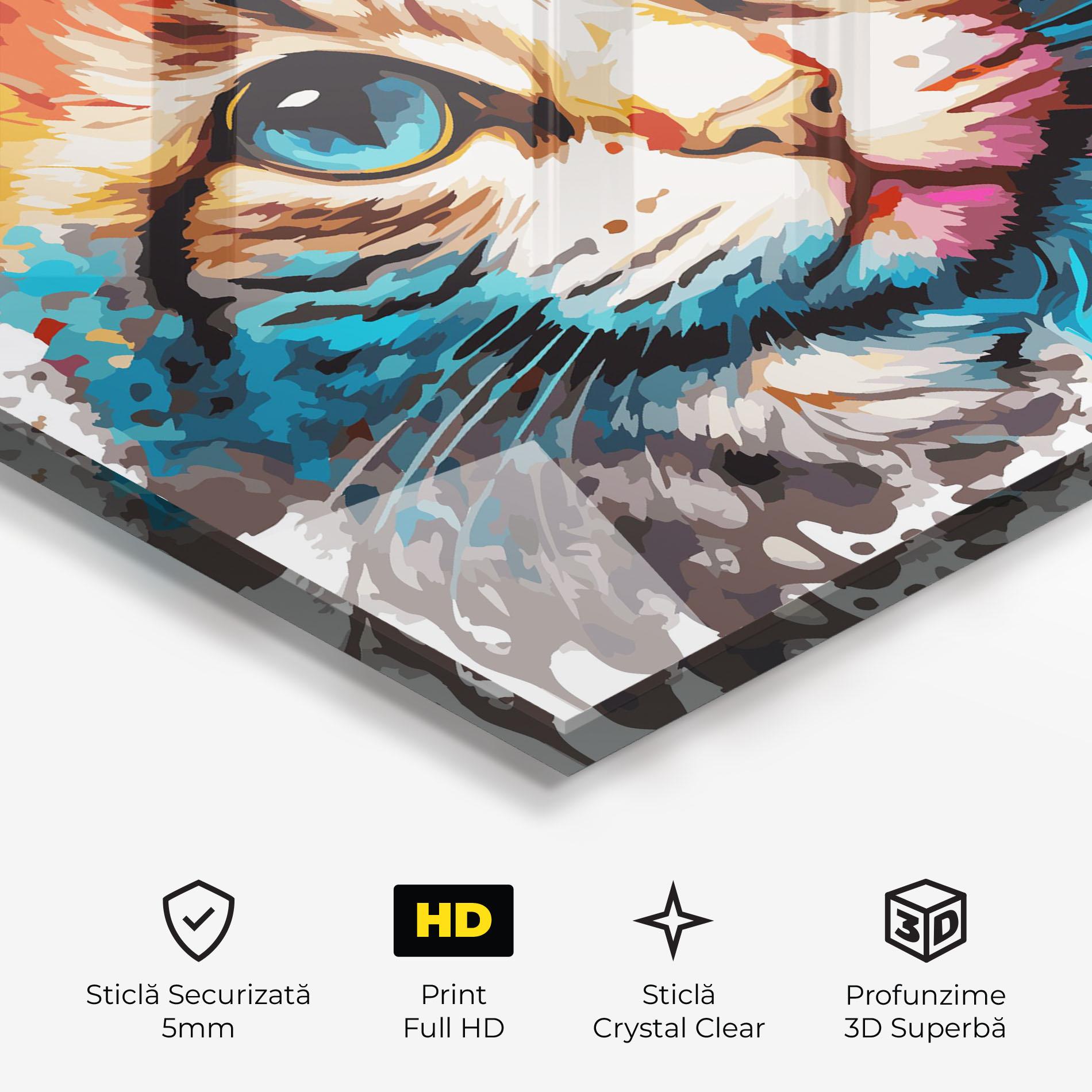 Tablou Sticla Blue Eyes Cat mockup 3