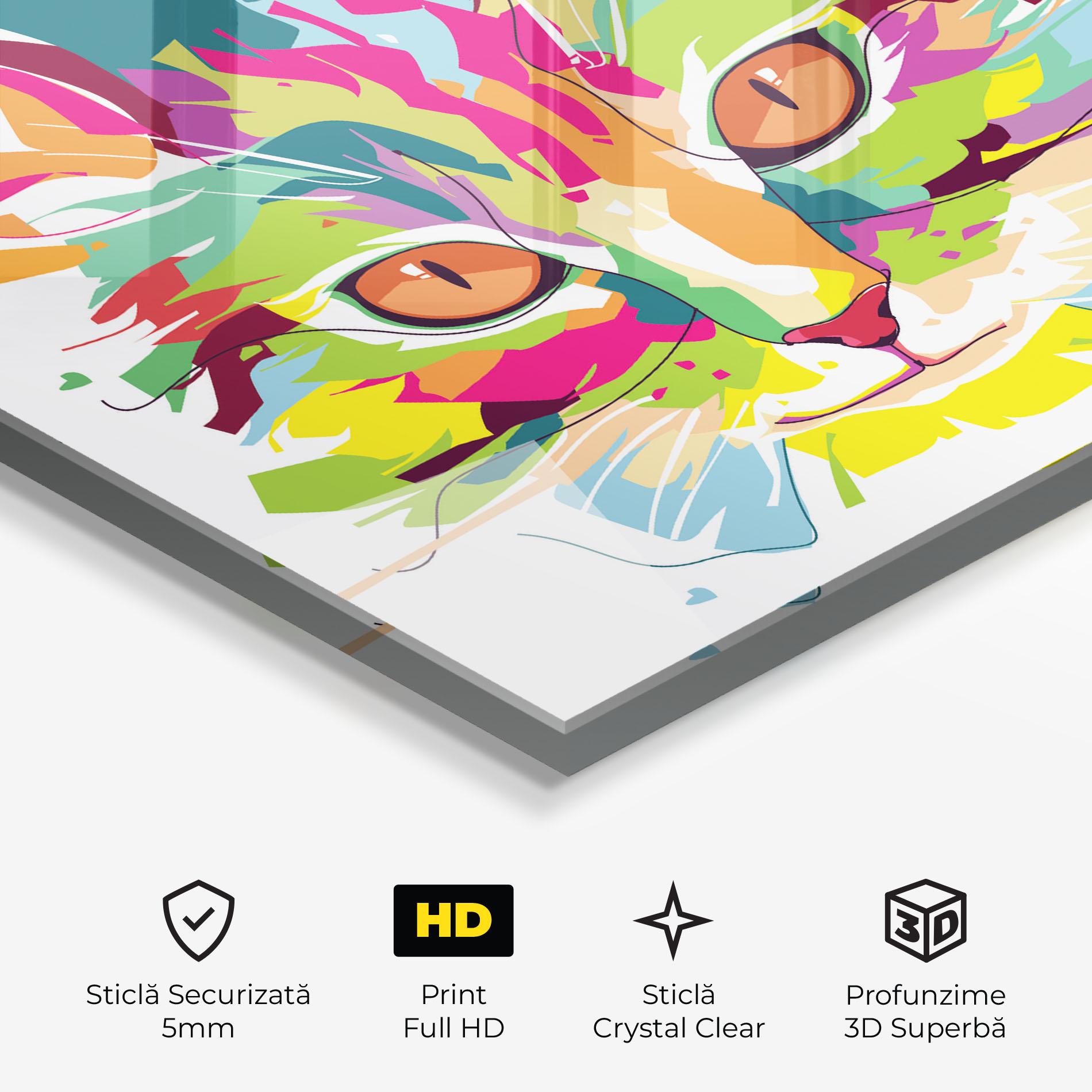 Tablou Sticla Cat Art Close Up mockup 3