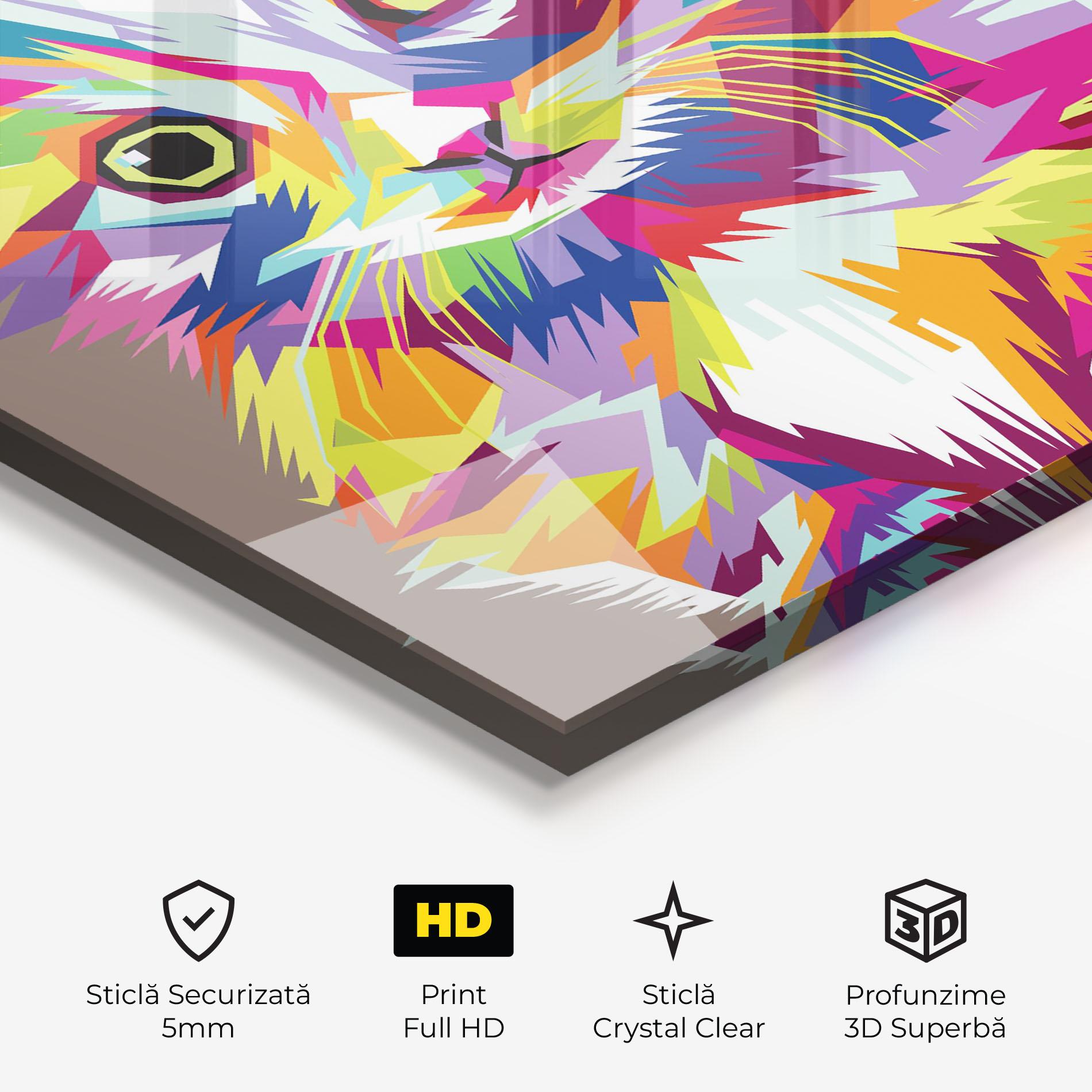 Tablou Sticla Colorful Cat mockup 3