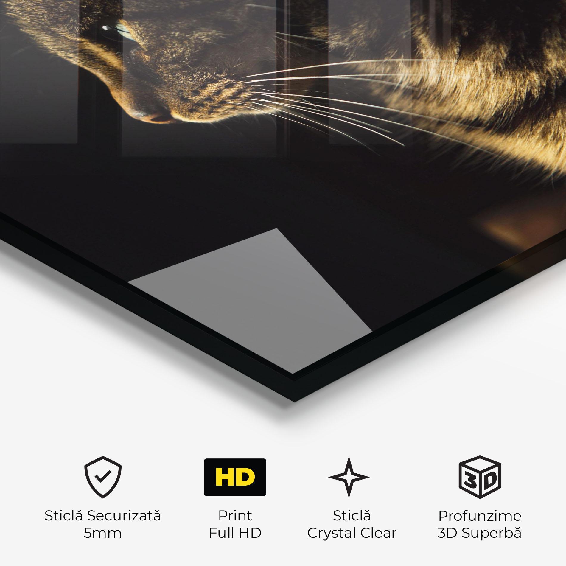 Tablou Sticla Hunting Cat mockup 3