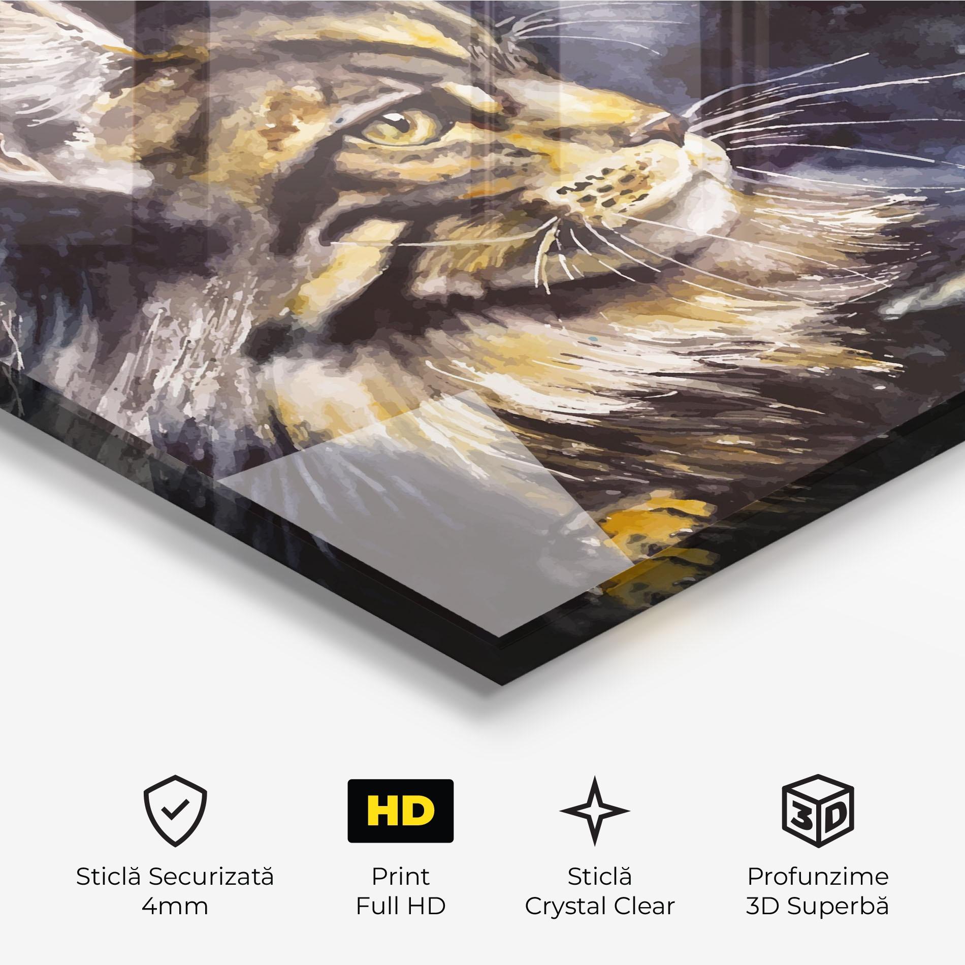 Tablou Sticla Cat Watercolor Art mockup 3