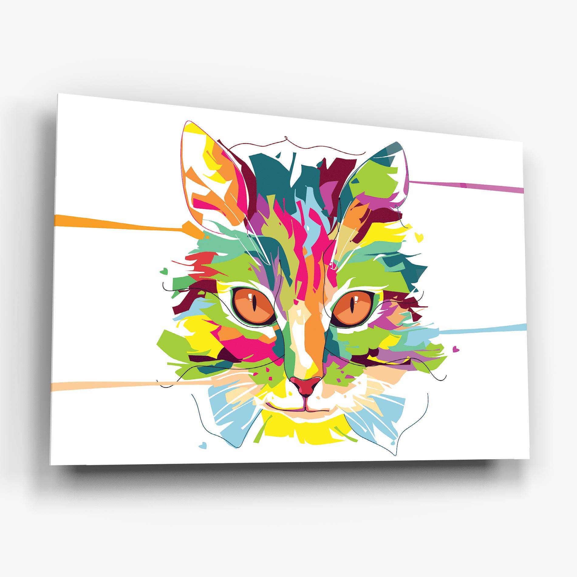 Tablou Sticla Cat Art Close Up mockup 6