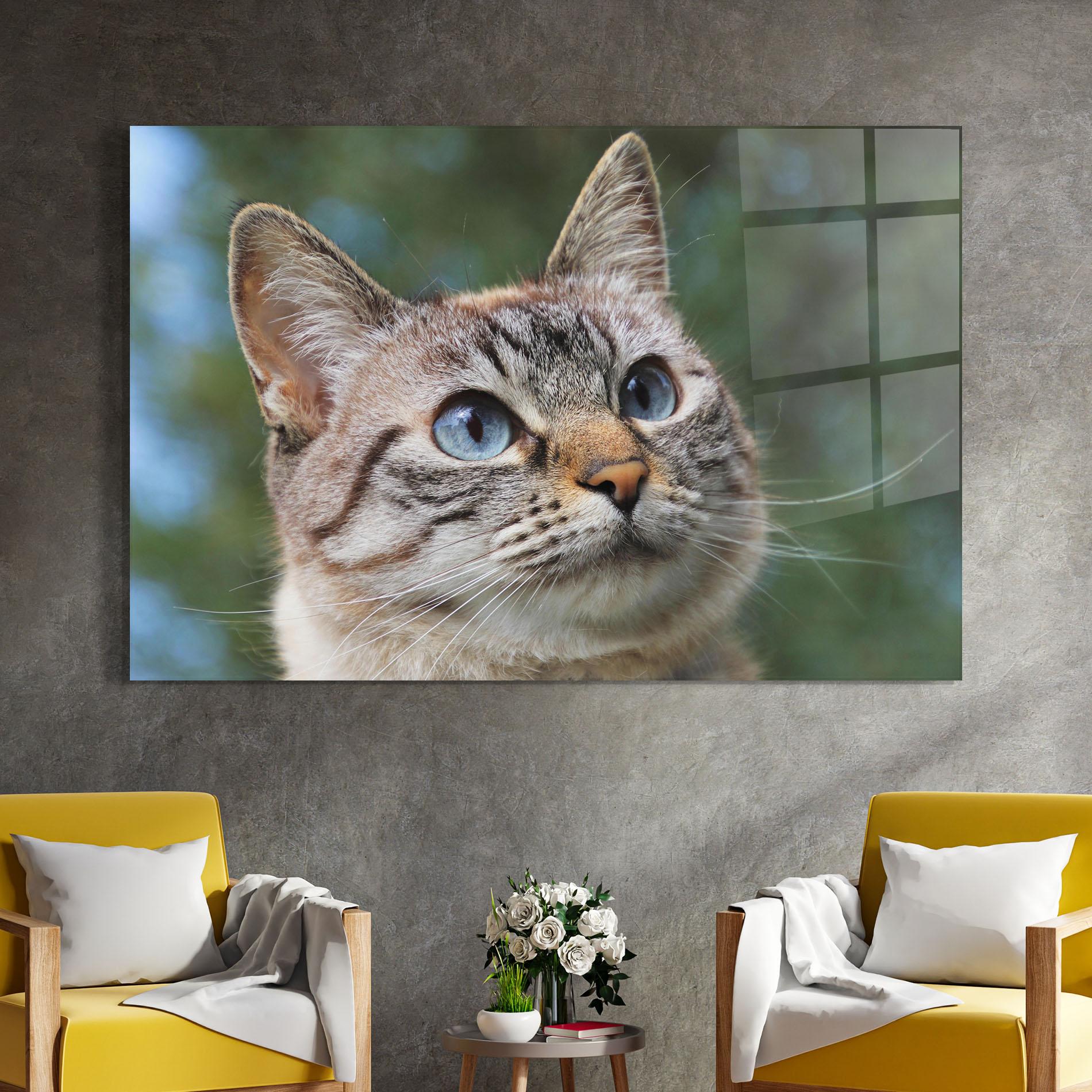 Tablou Sticla Blue Eyes Cutie mockup 4