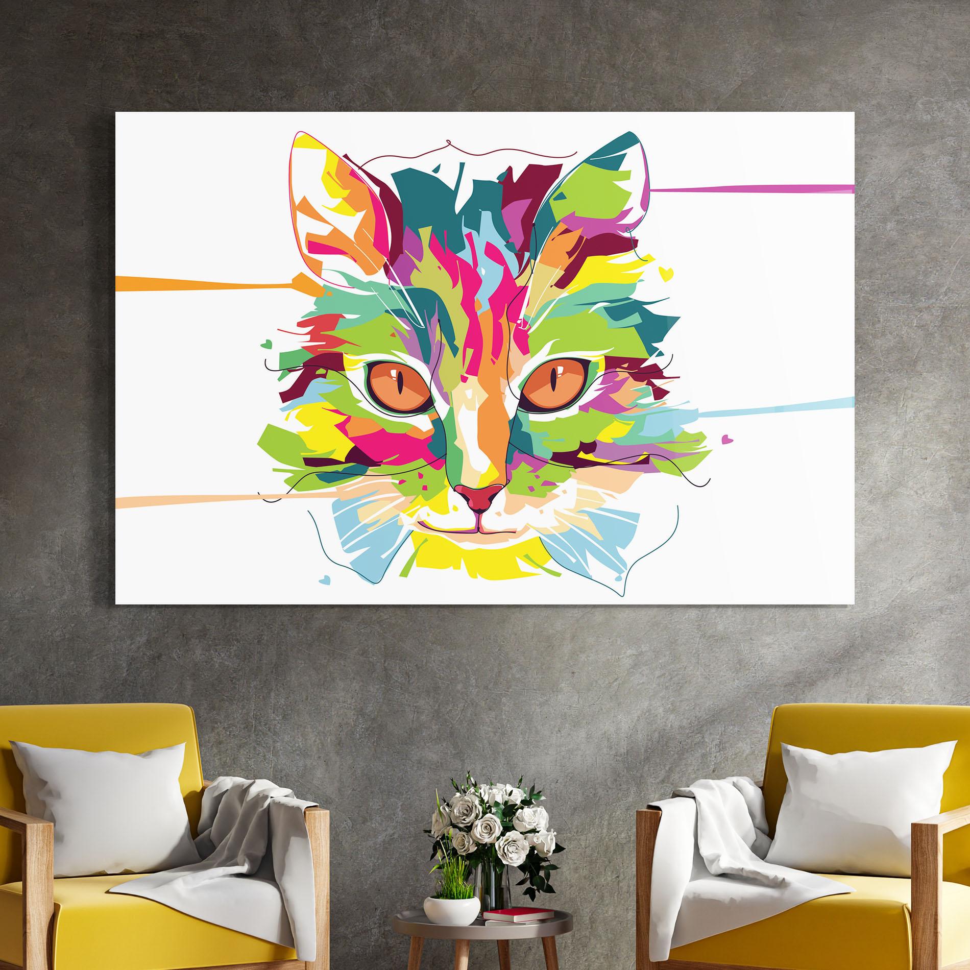 Tablou Sticla Cat Art Close Up mockup 4