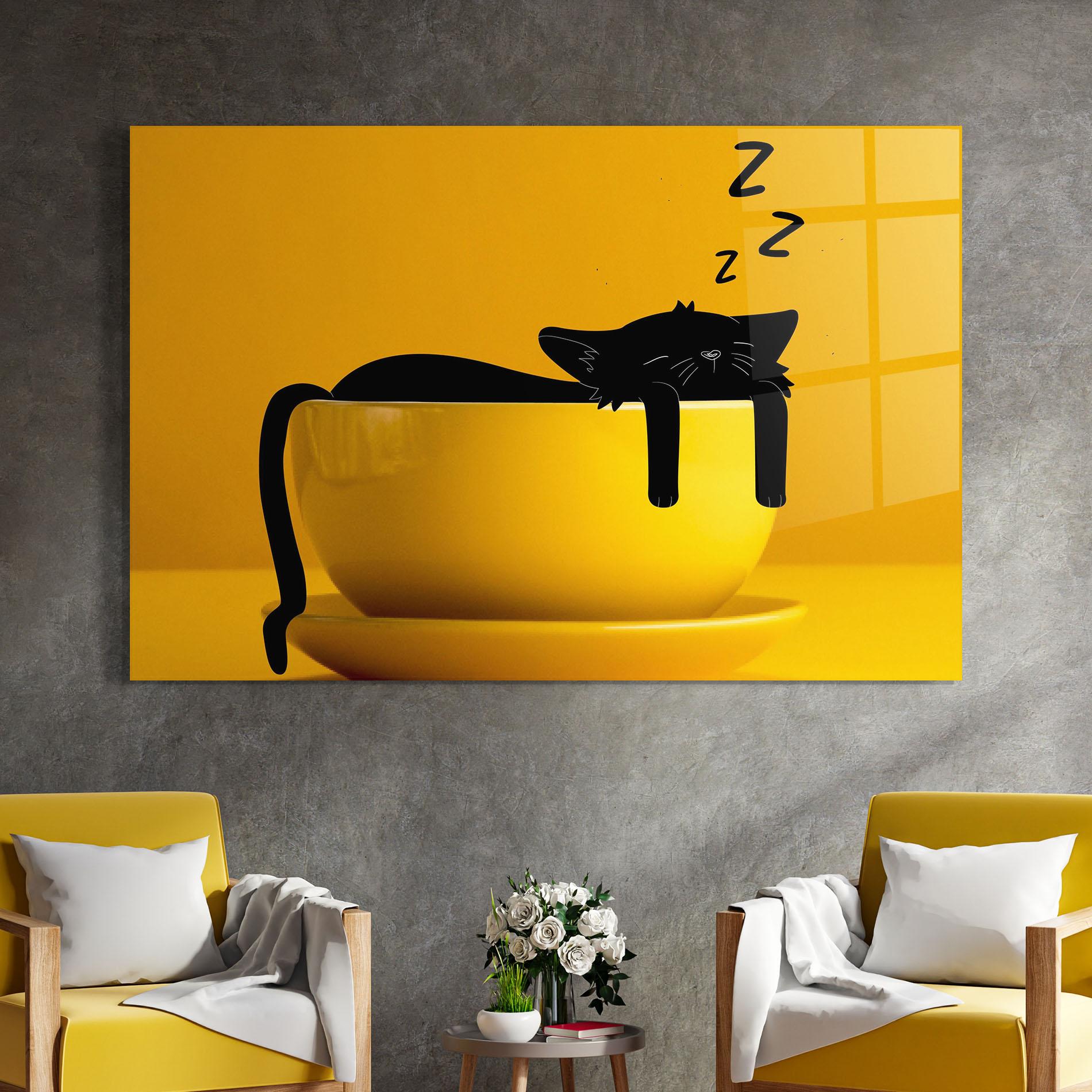 Tablou Sticla Cat In A Cup mockup 4