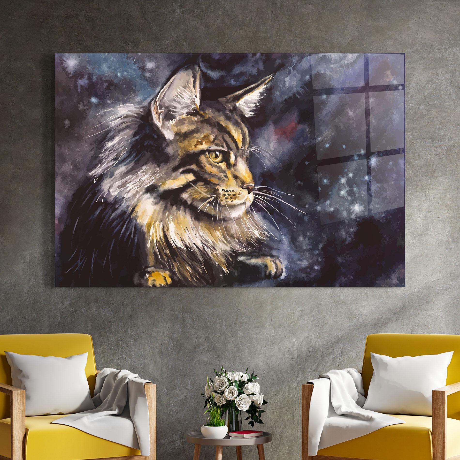 Tablou Sticla Cat Watercolor Art mockup 4