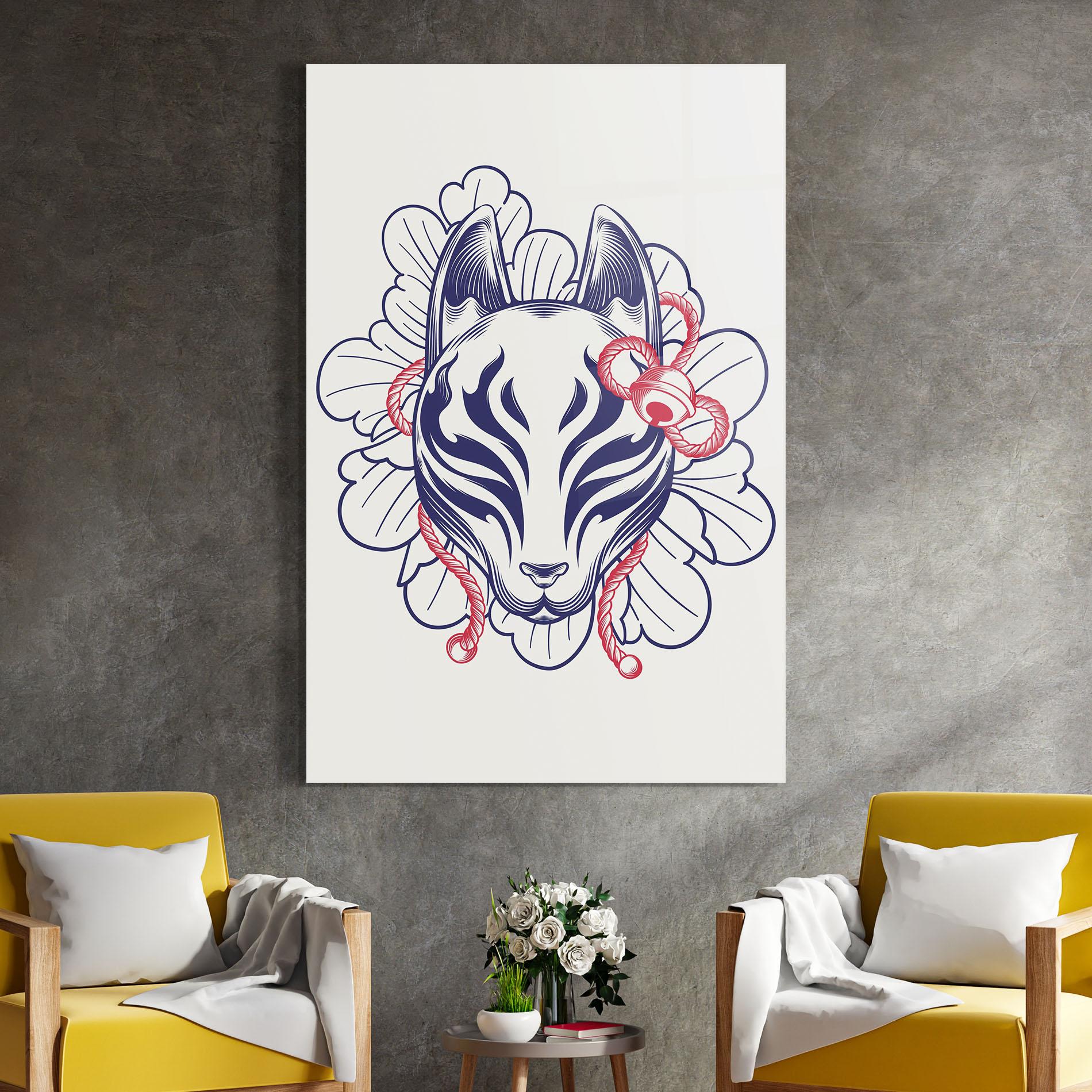 Tablou Sticla Asiatic Cat mockup 4