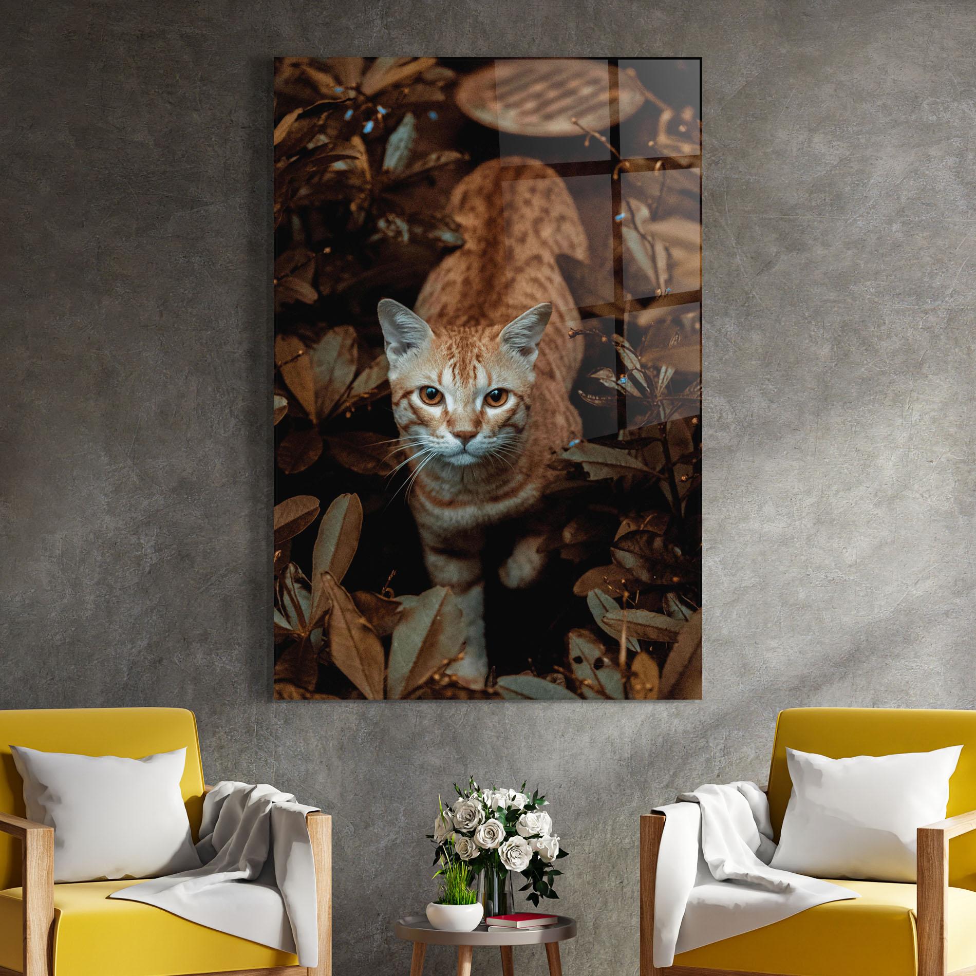 Tablou Sticla Autumn Orange Cat mockup 4