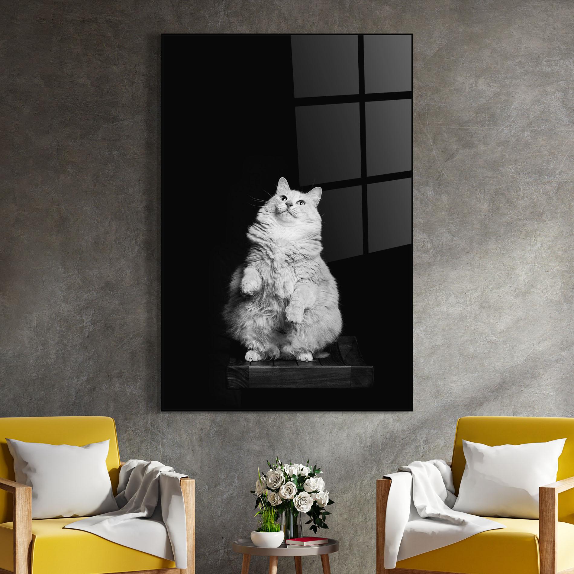 Tablou Sticla Big Fluffy Cat mockup 4