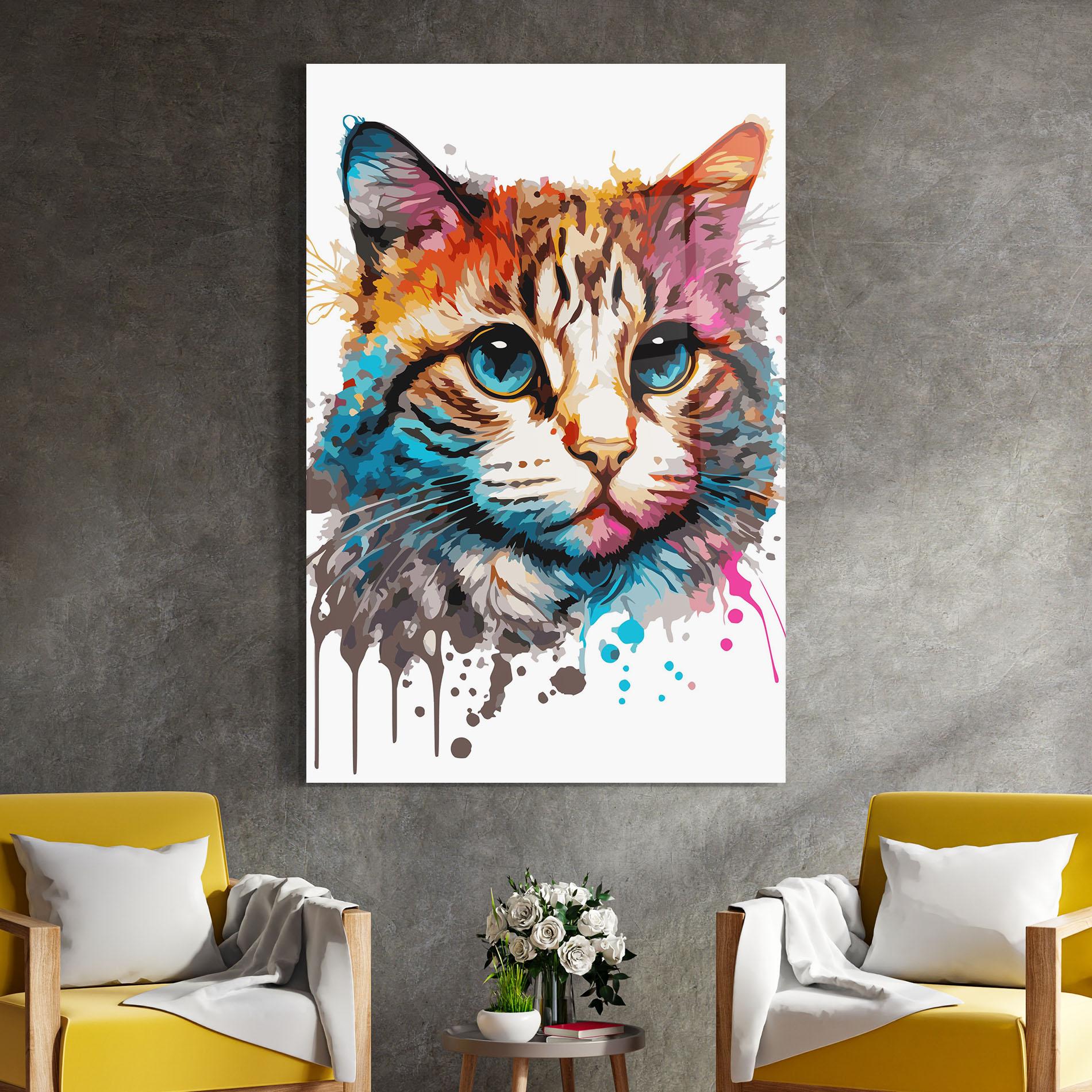 Tablou Sticla Blue Eyes Cat mockup 4