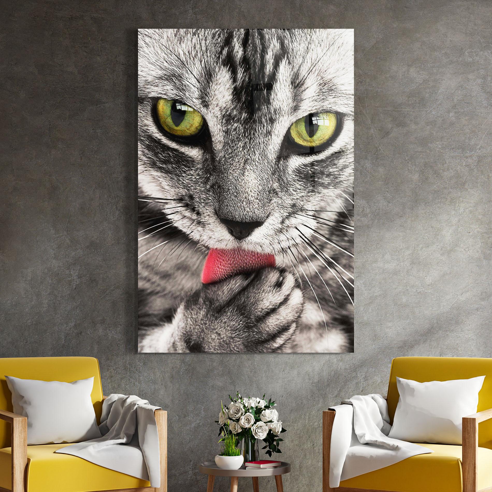 Tablou Sticla Green Eyes Close Up Cat mockup 4