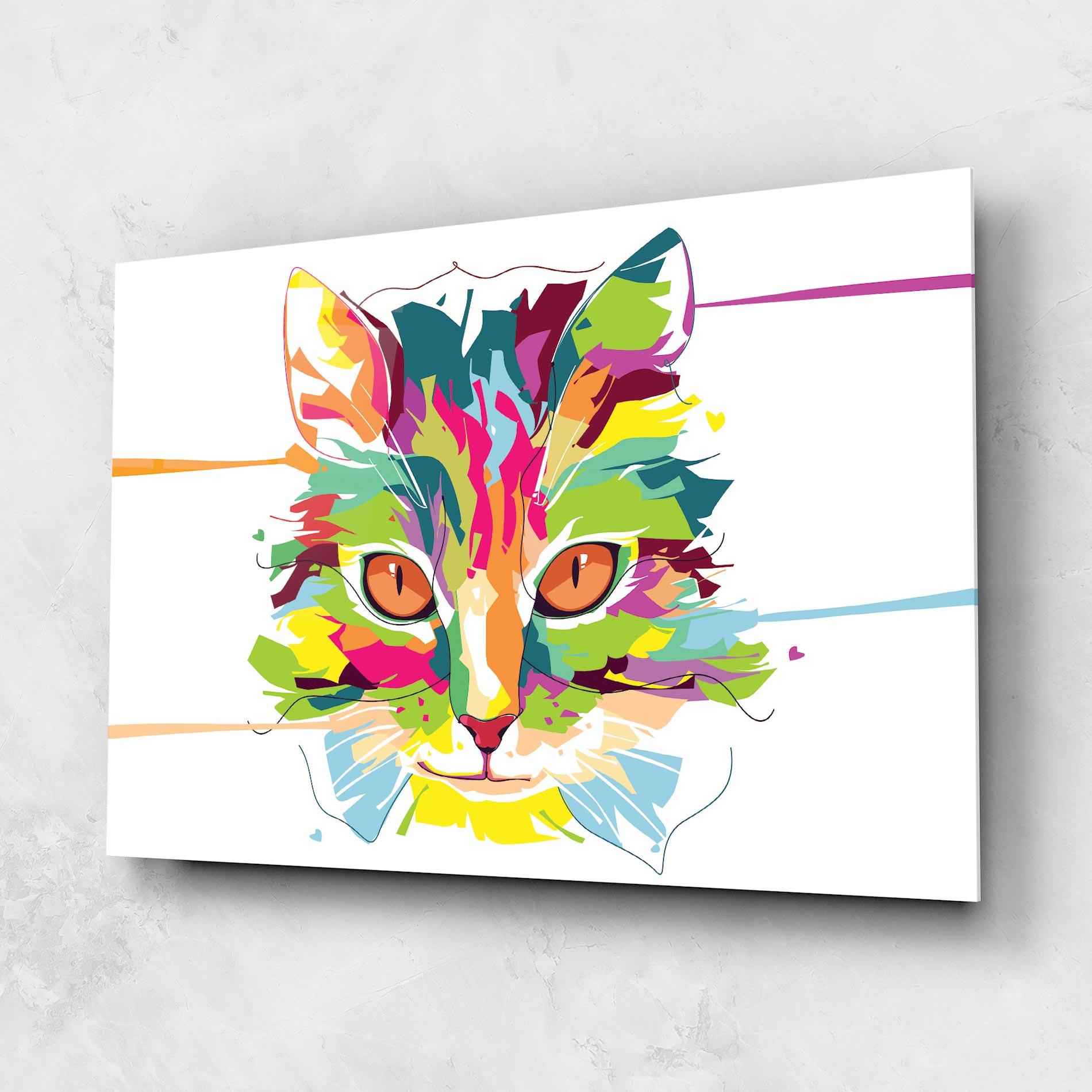 Tablou Sticla Cat Art Close Up mockup 1