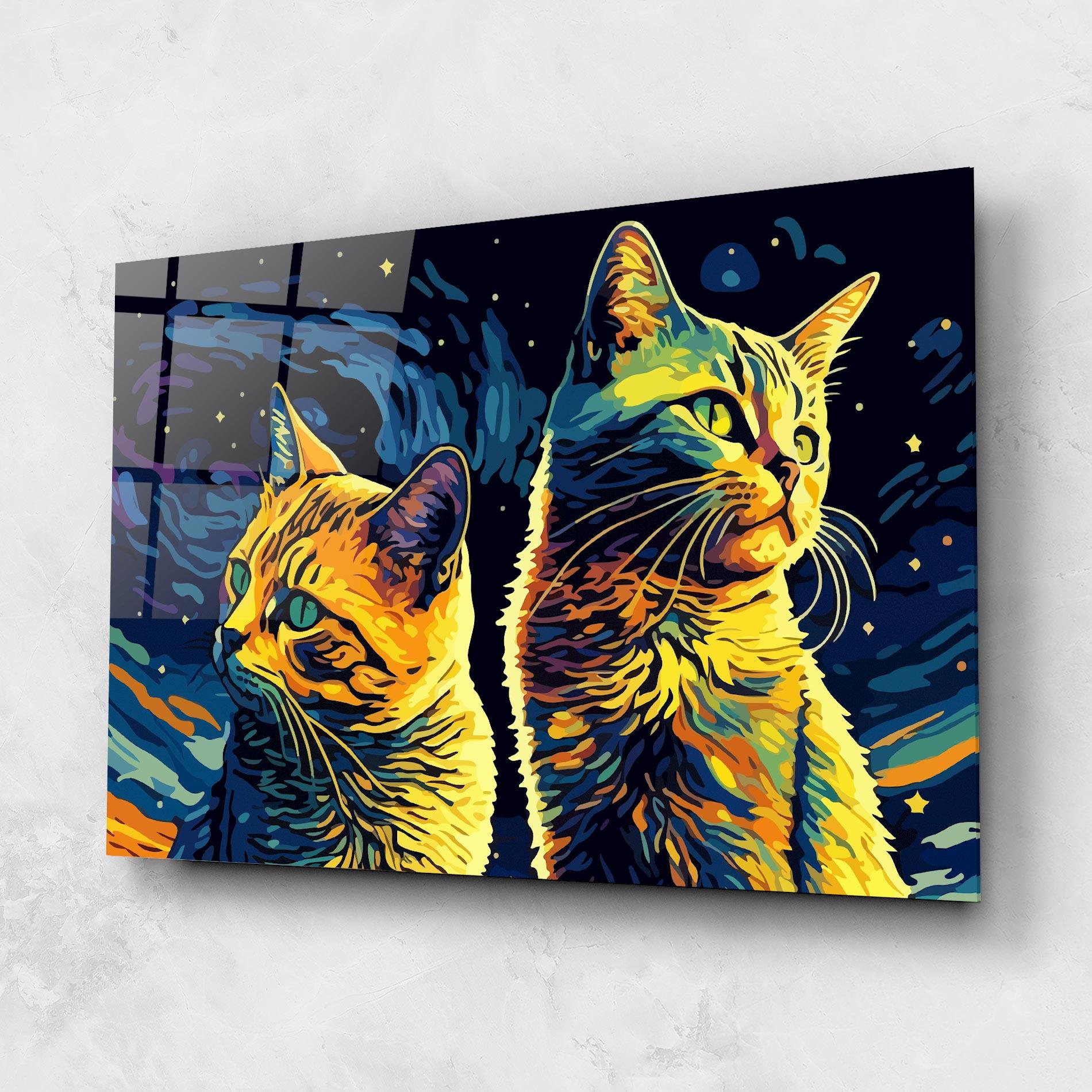 Tablou Sticla Cat Painting mockup 1