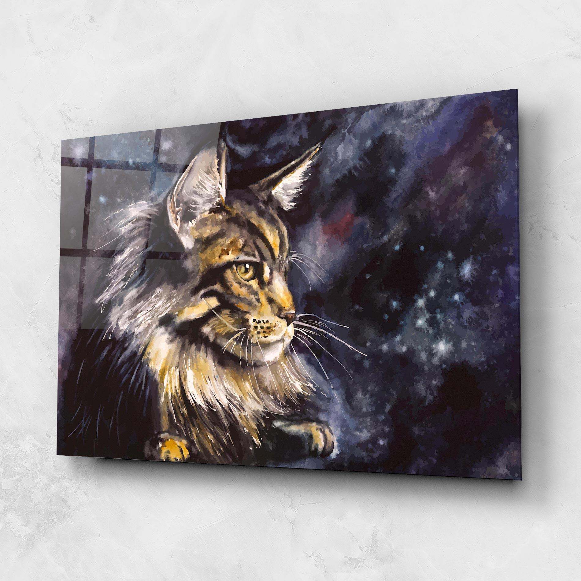 Tablou Sticla Cat Watercolor Art mockup 1