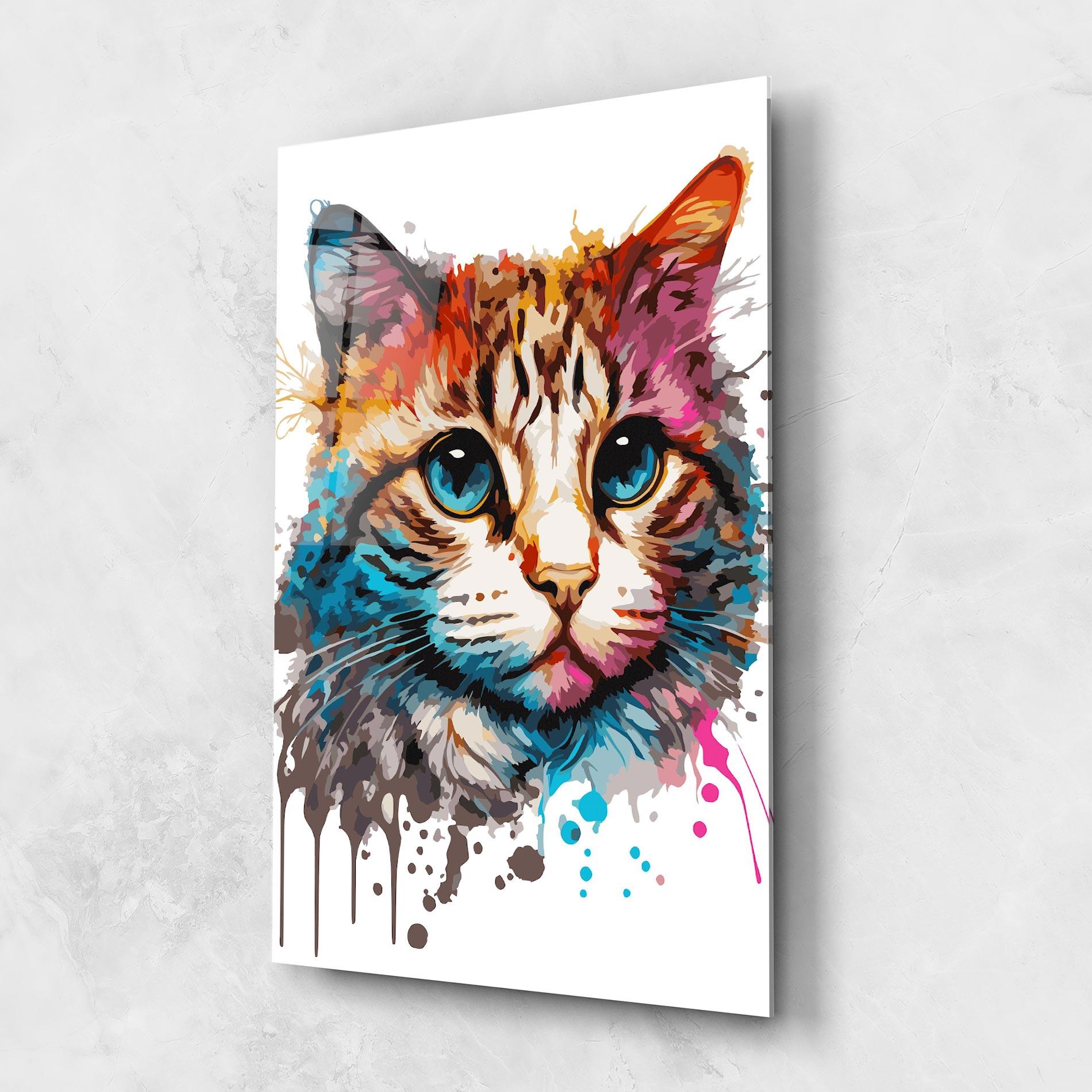 Tablou Sticla Blue Eyes Cat mockup 1