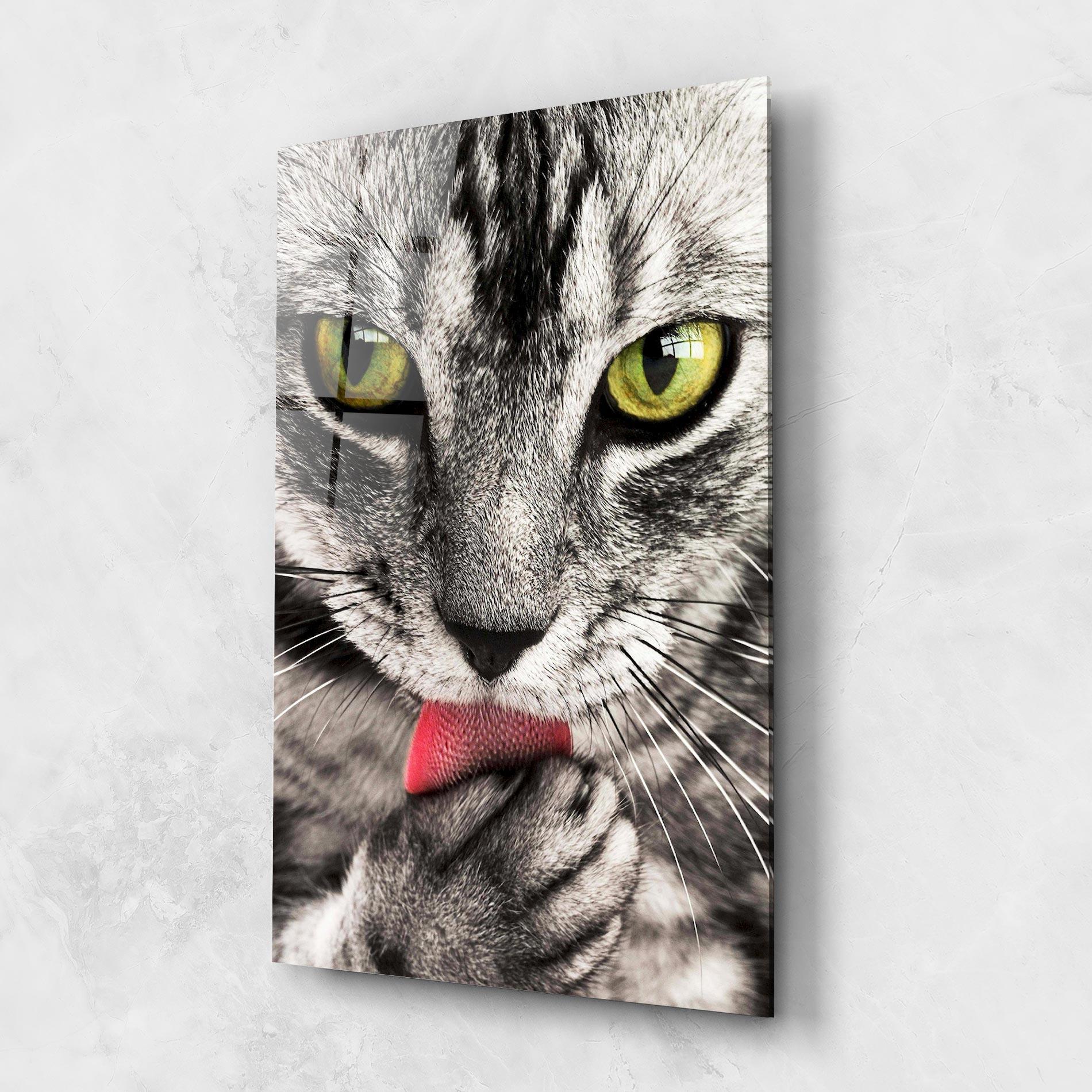 Tablou Sticla Green Eyes Close Up Cat mockup 1