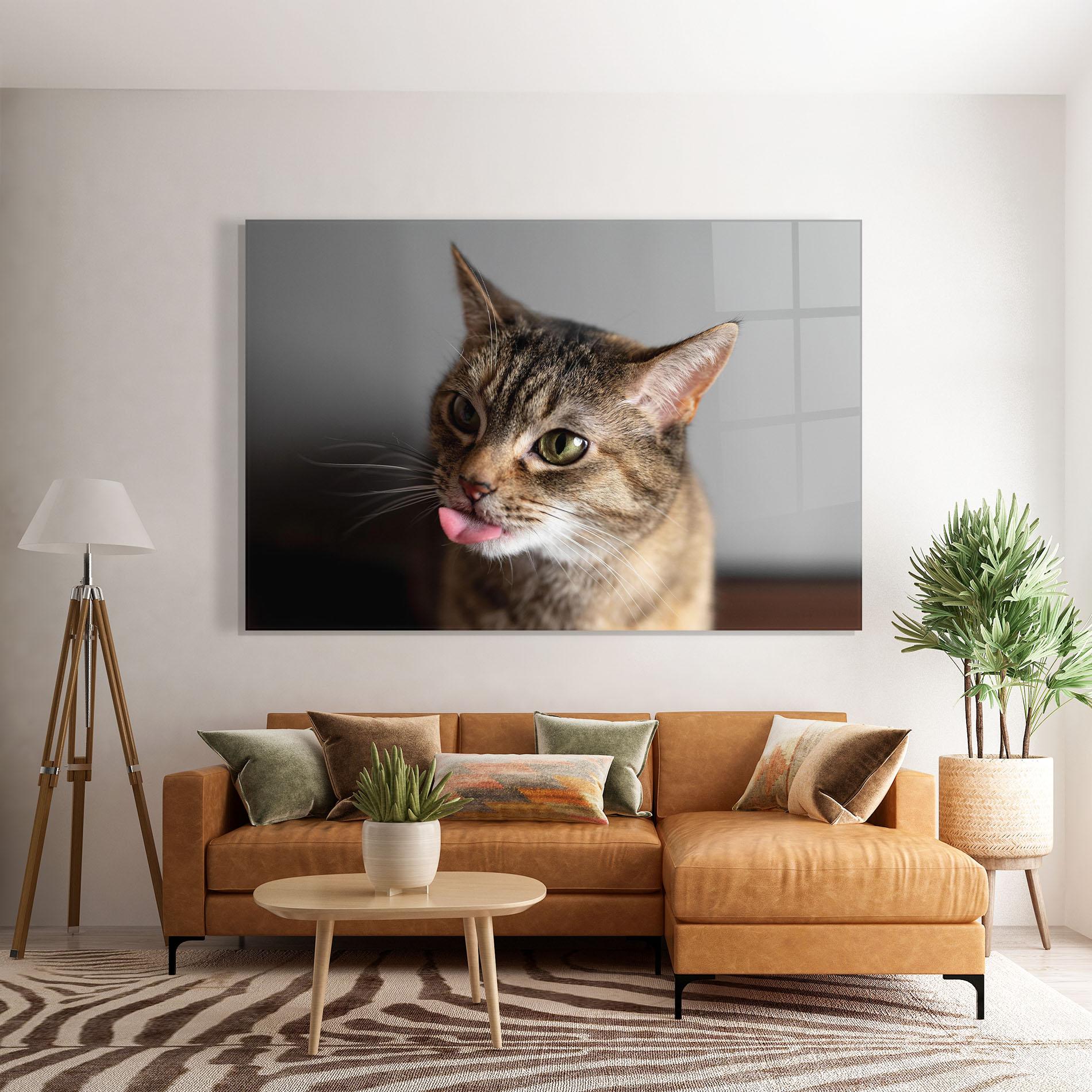 Tablou Sticla Brown Green Eyes Cat mockup 7