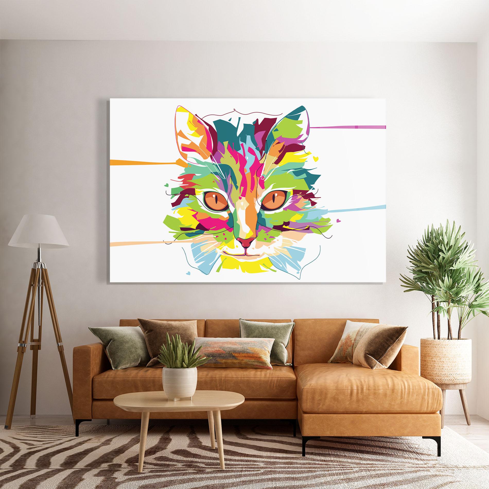 Tablou Sticla Cat Art Close Up mockup 7