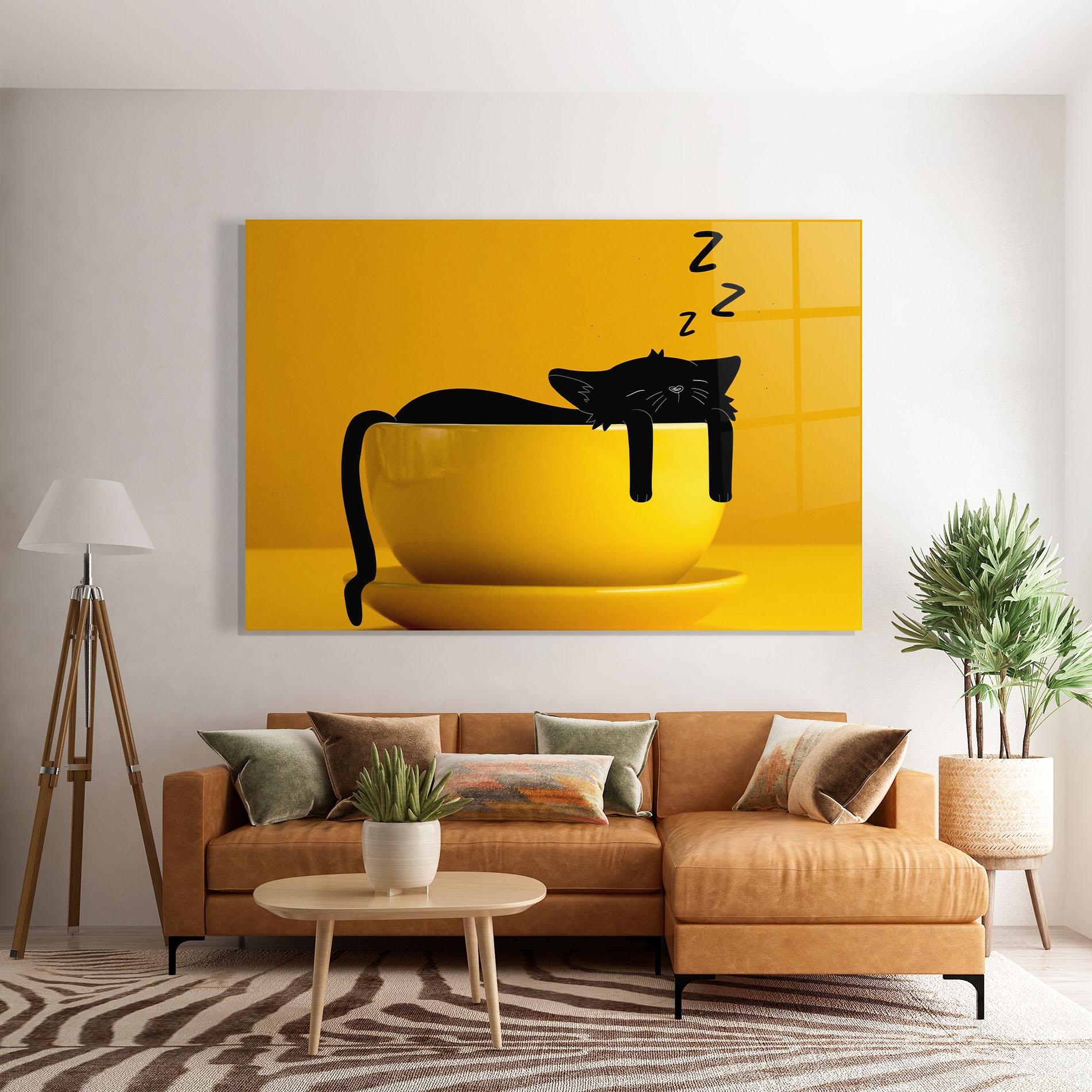 Tablou Sticla Cat In A Cup mockup 7
