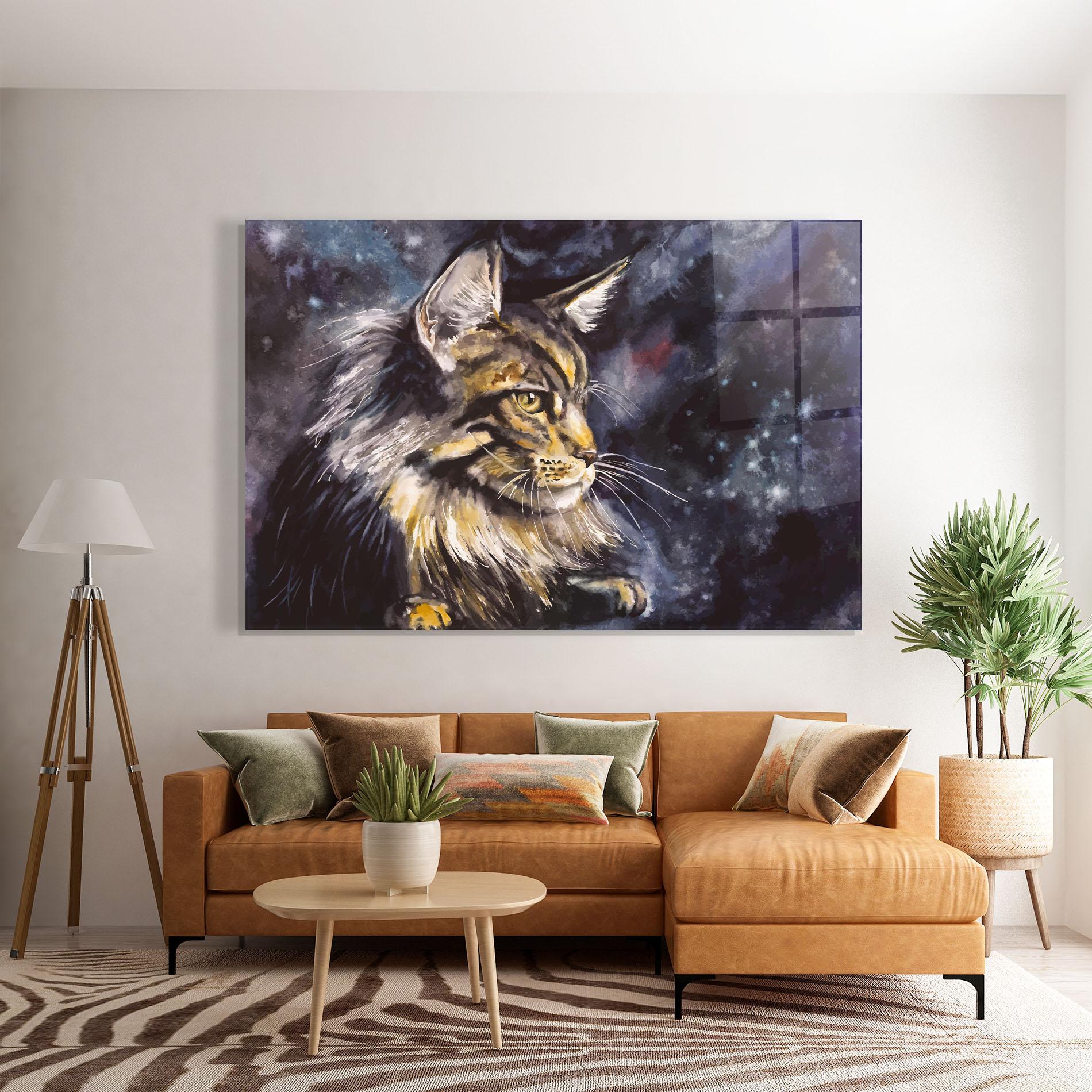 Tablou Sticla Cat Watercolor Art mockup 7