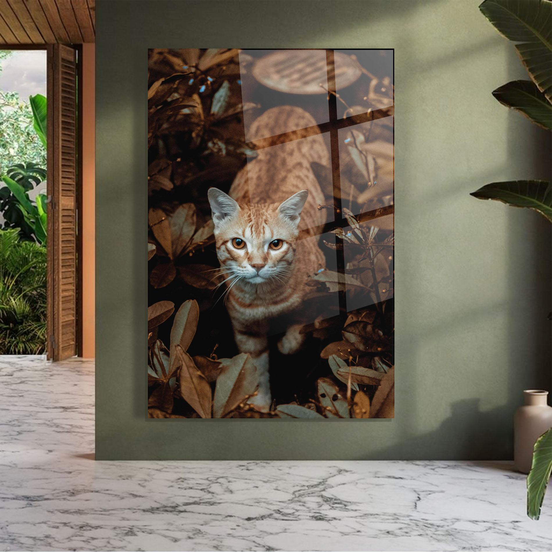 Tablou Sticla Autumn Orange Cat mockup 7