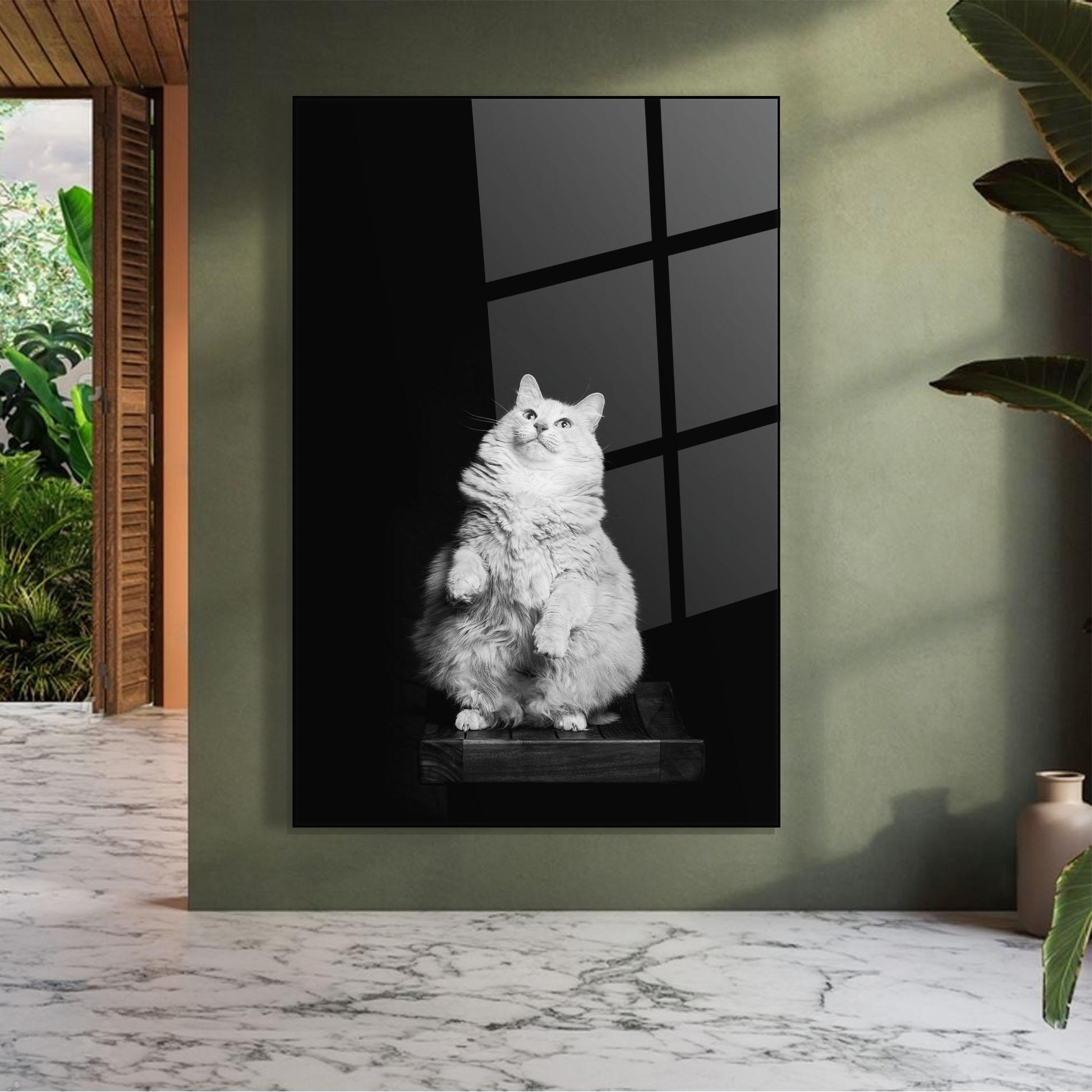 Tablou Sticla Big Fluffy Cat mockup 7