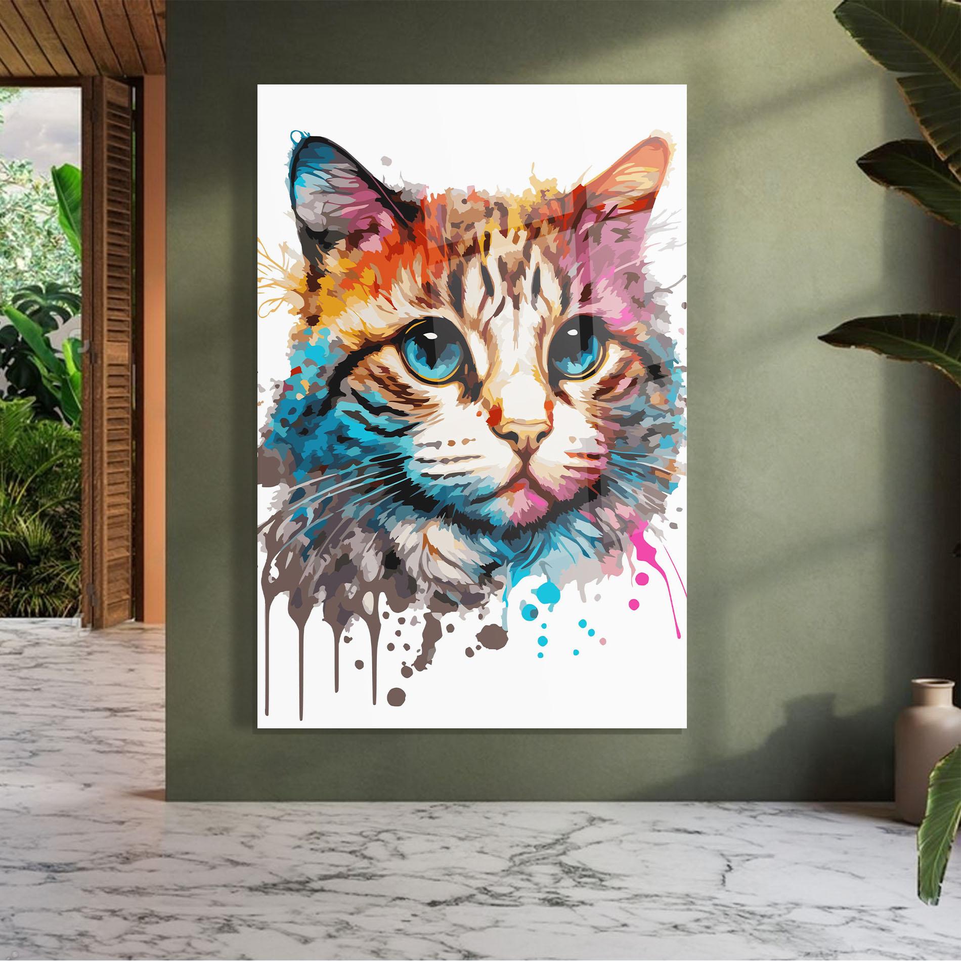 Tablou Sticla Blue Eyes Cat mockup 7