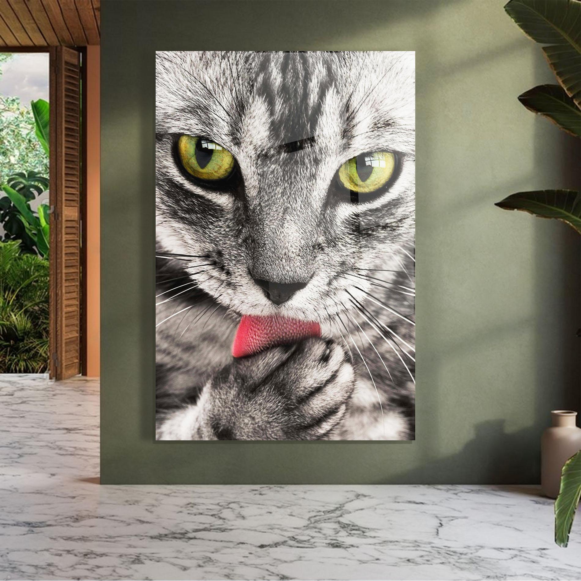 Tablou Sticla Green Eyes Close Up Cat mockup 7