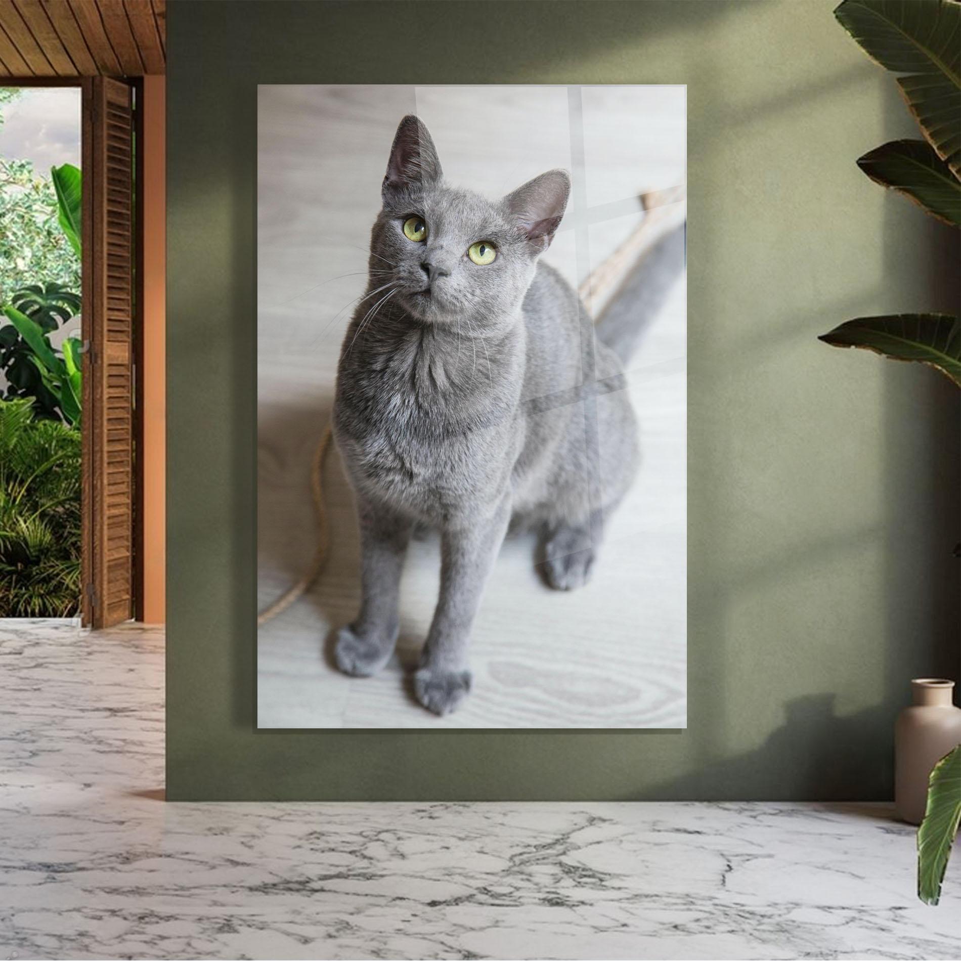 Tablou Sticla Grey Green Cat Eyes mockup 7