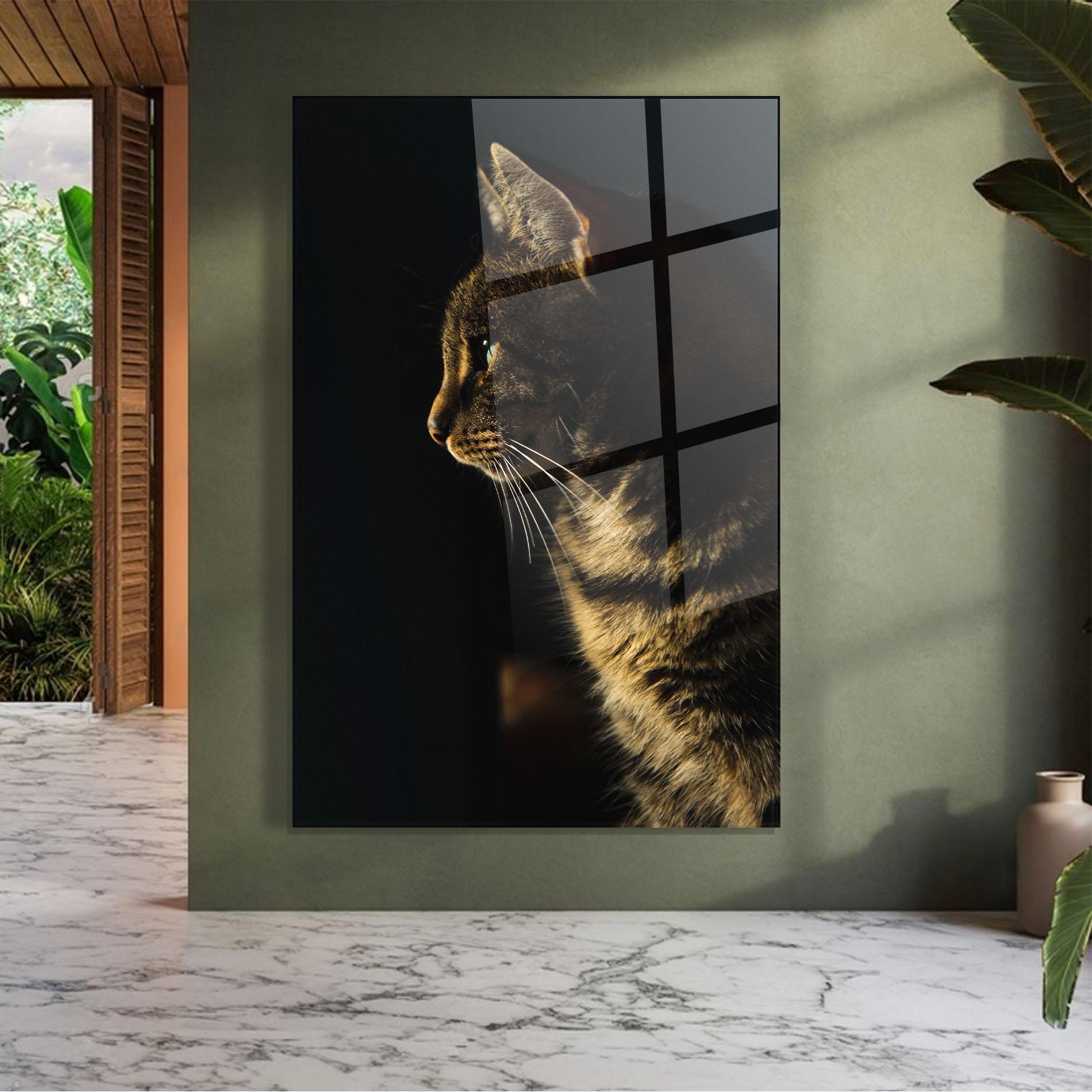 Tablou Sticla Hunting Cat mockup 7