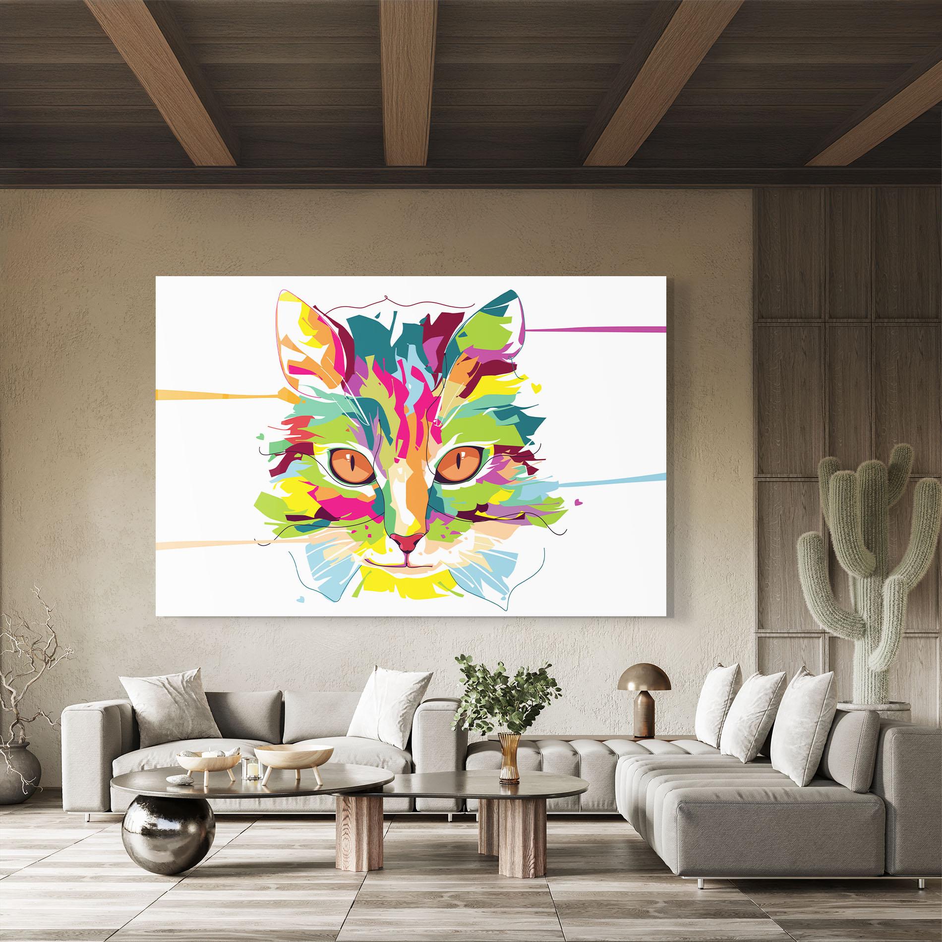 Tablou Sticla Cat Art Close Up mockup 8