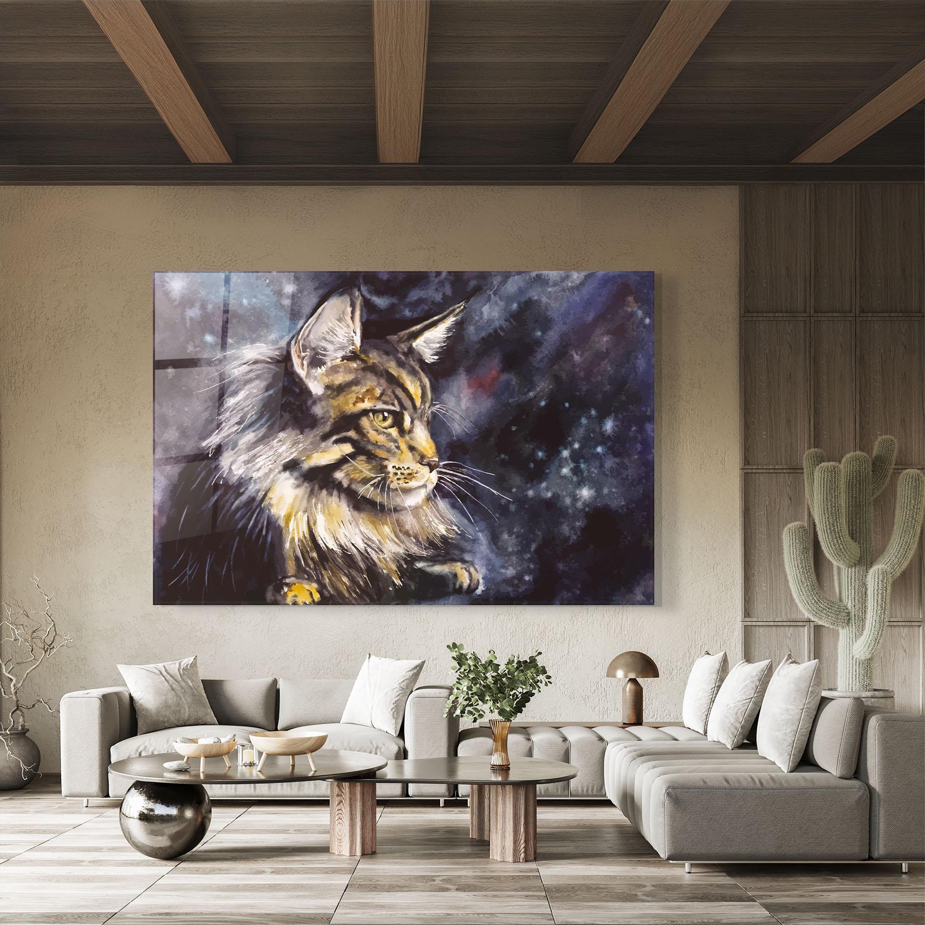 Tablou Sticla Cat Watercolor Art mockup 8