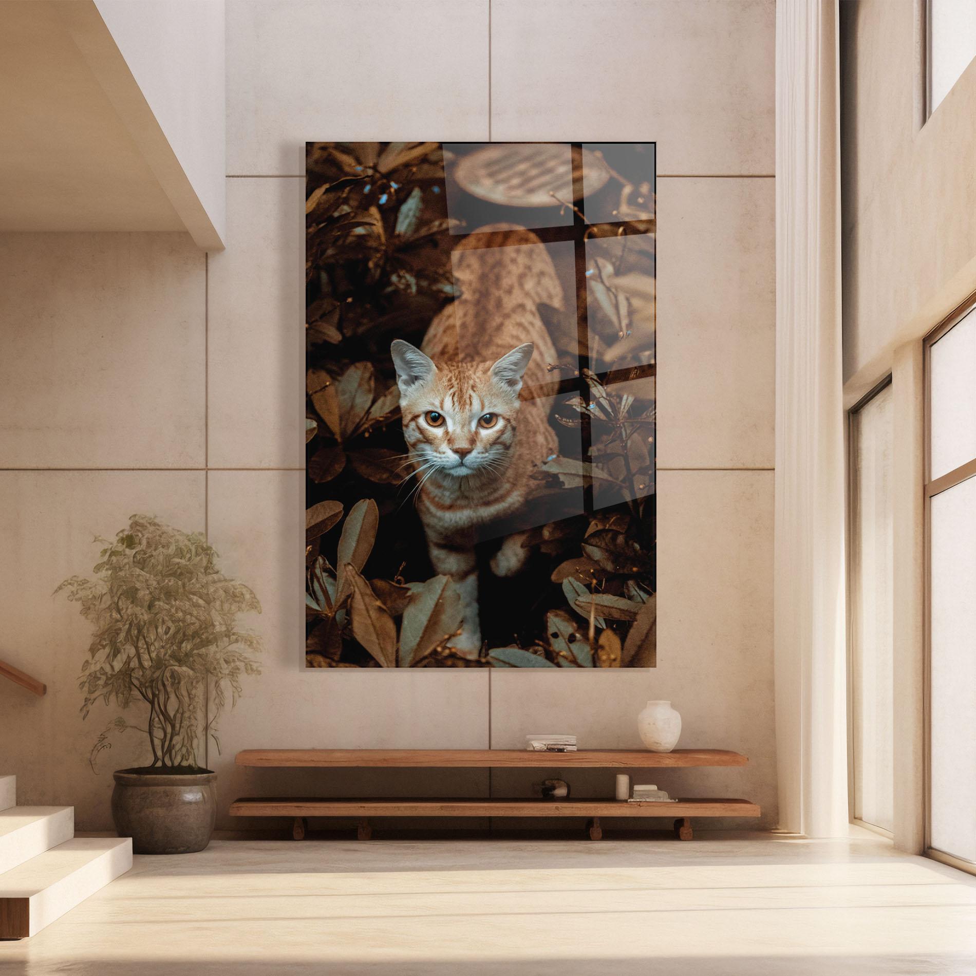 Tablou Sticla Autumn Orange Cat mockup 8