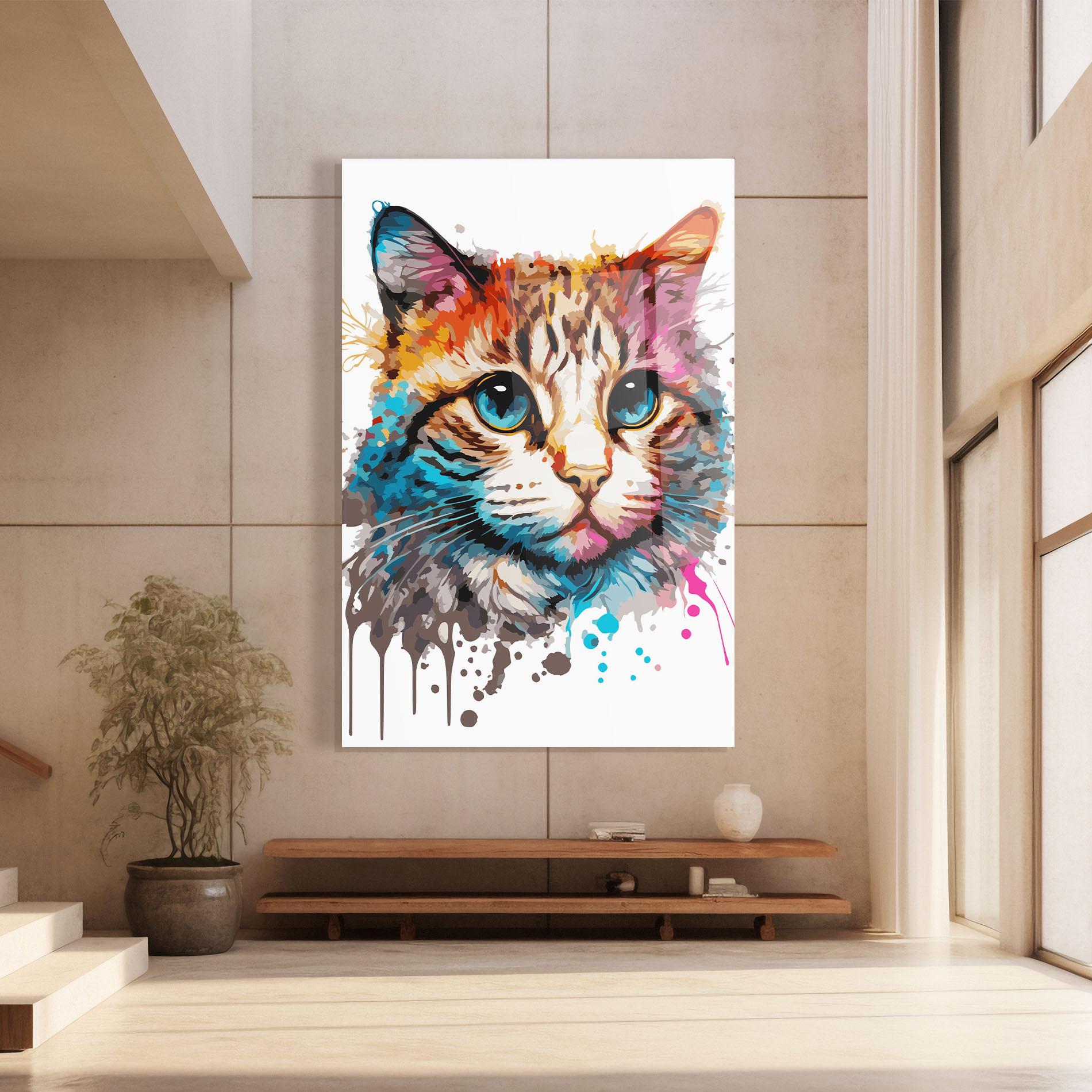 Tablou Sticla Blue Eyes Cat mockup 8