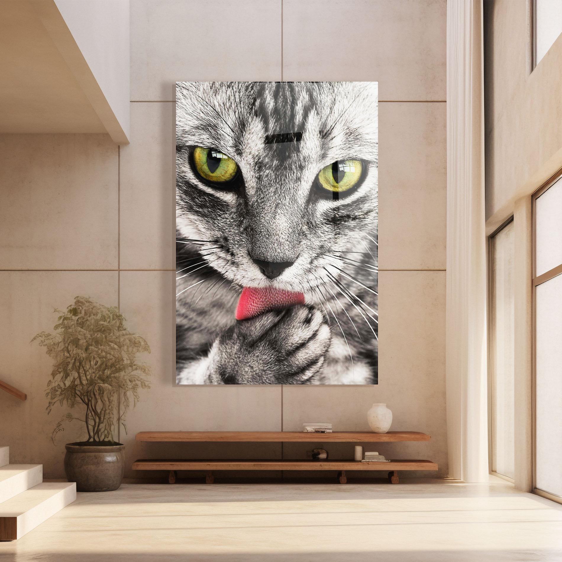 Tablou Sticla Green Eyes Close Up Cat mockup 8