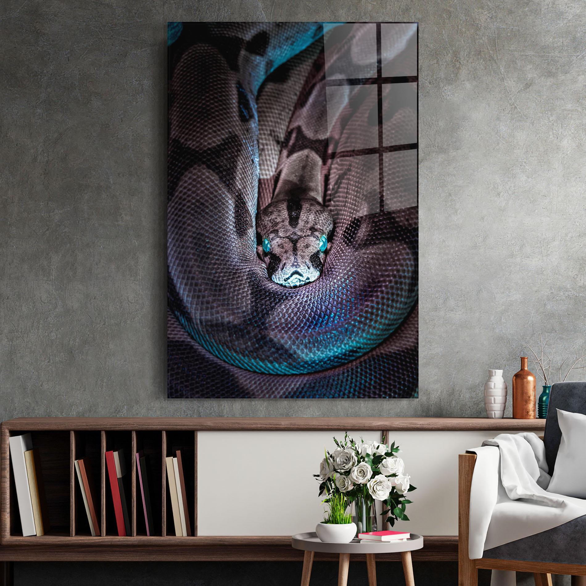 Tablou Sticla Vibrant Snake mockup 2