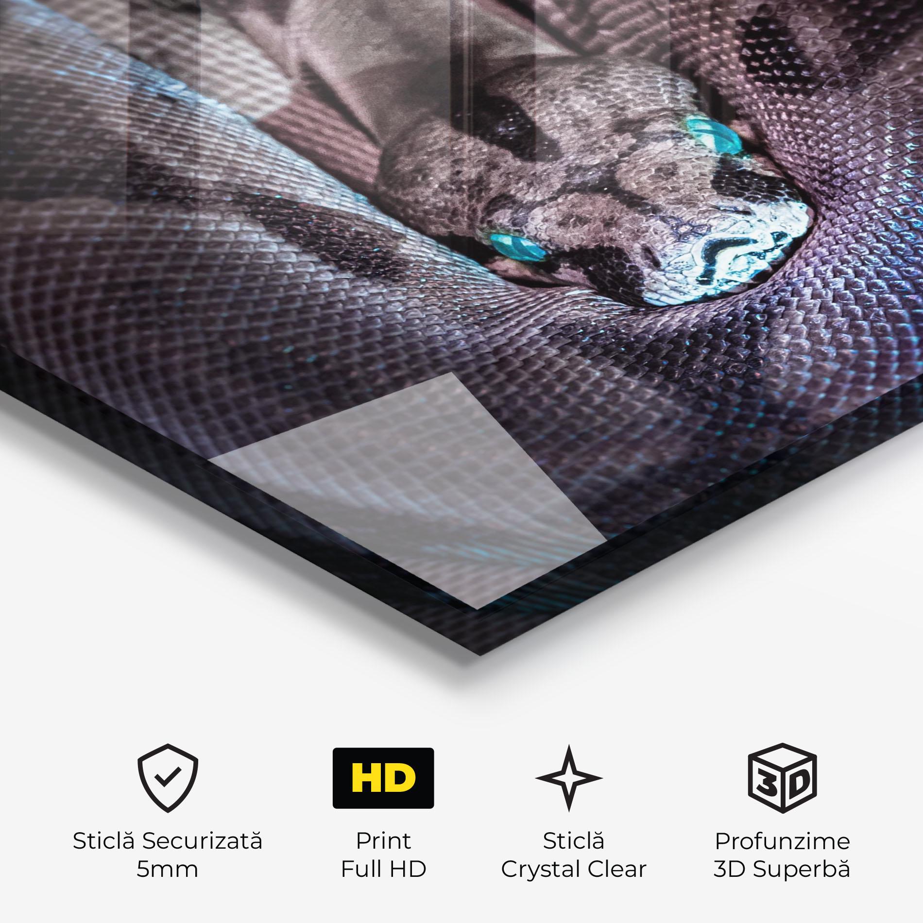 Tablou Sticla Vibrant Snake mockup 3