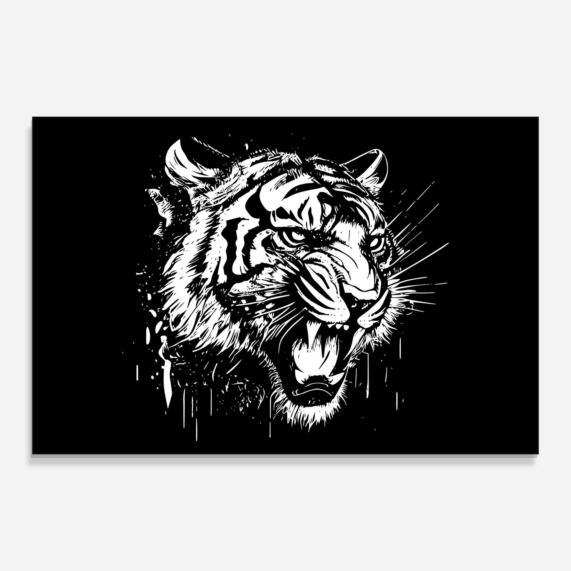 Tablou Sticla Angry Tiger Head mockup 0