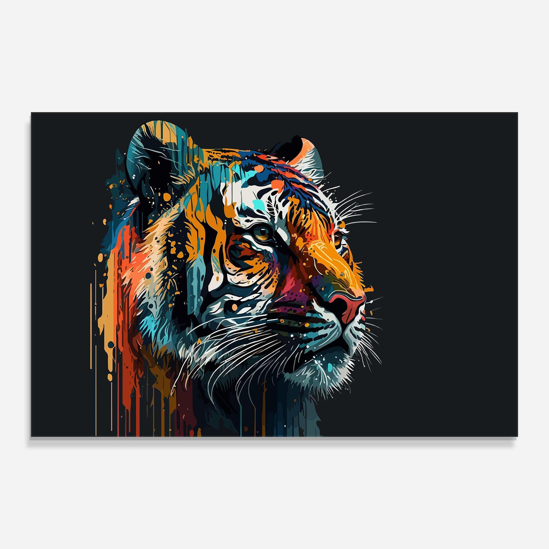 Tablou Sticla Color Mix Tiger mockup 0
