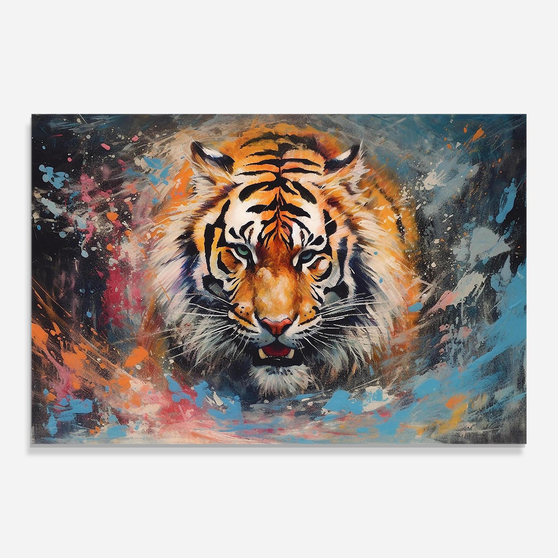 Tablou Sticla Orange Tiger Painting mockup 0