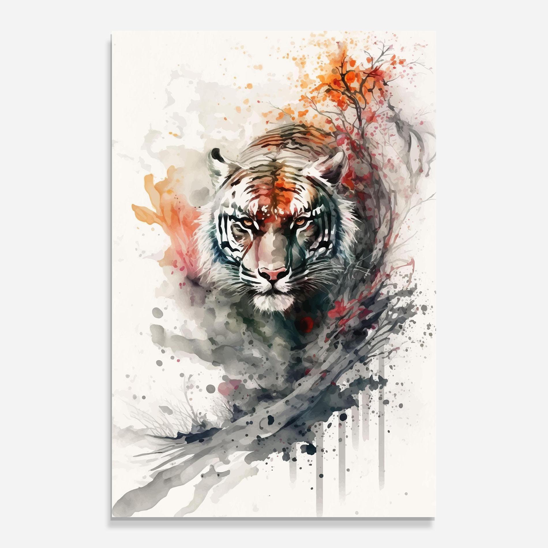 Tablou Sticla Beautiful Tiger Art mockup 0