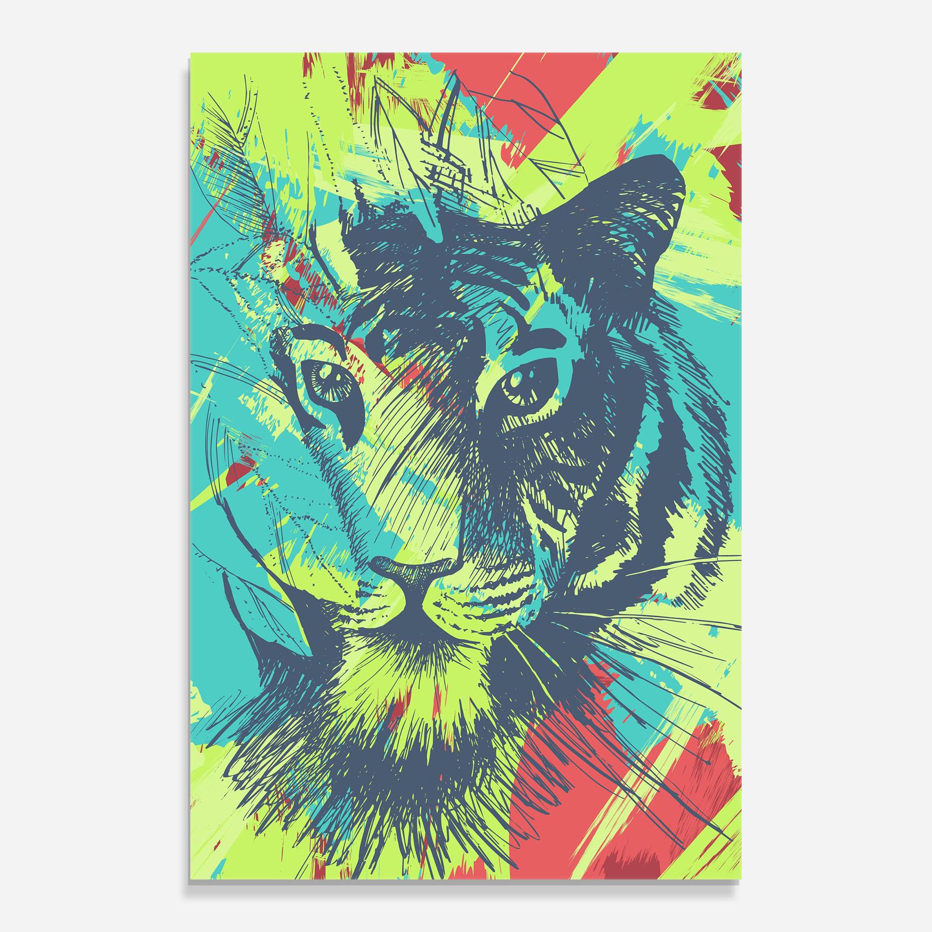 Tablou Sticla Blue Green Tiger mockup 0