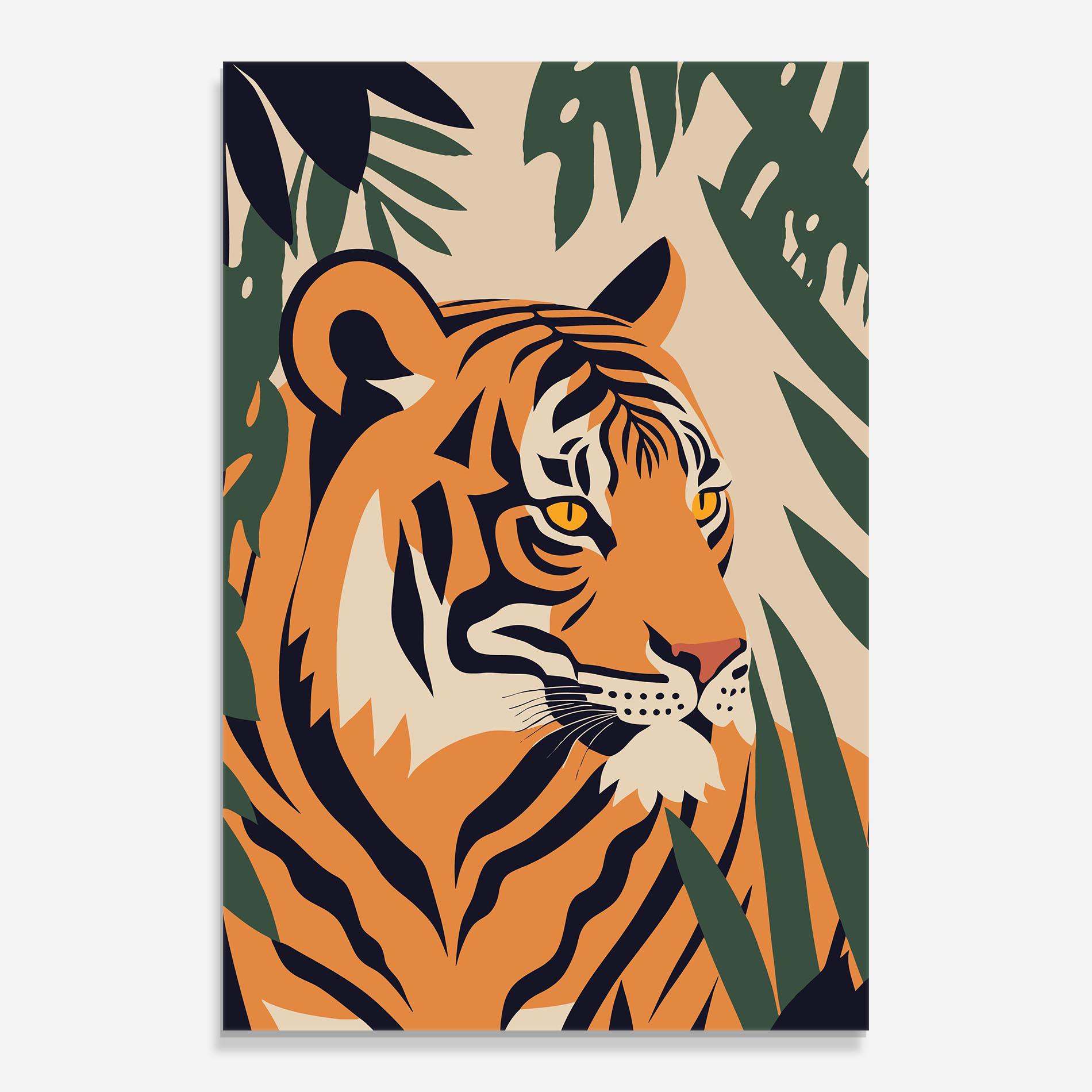 Tablou Sticla Cartoon Style Tiger mockup 0